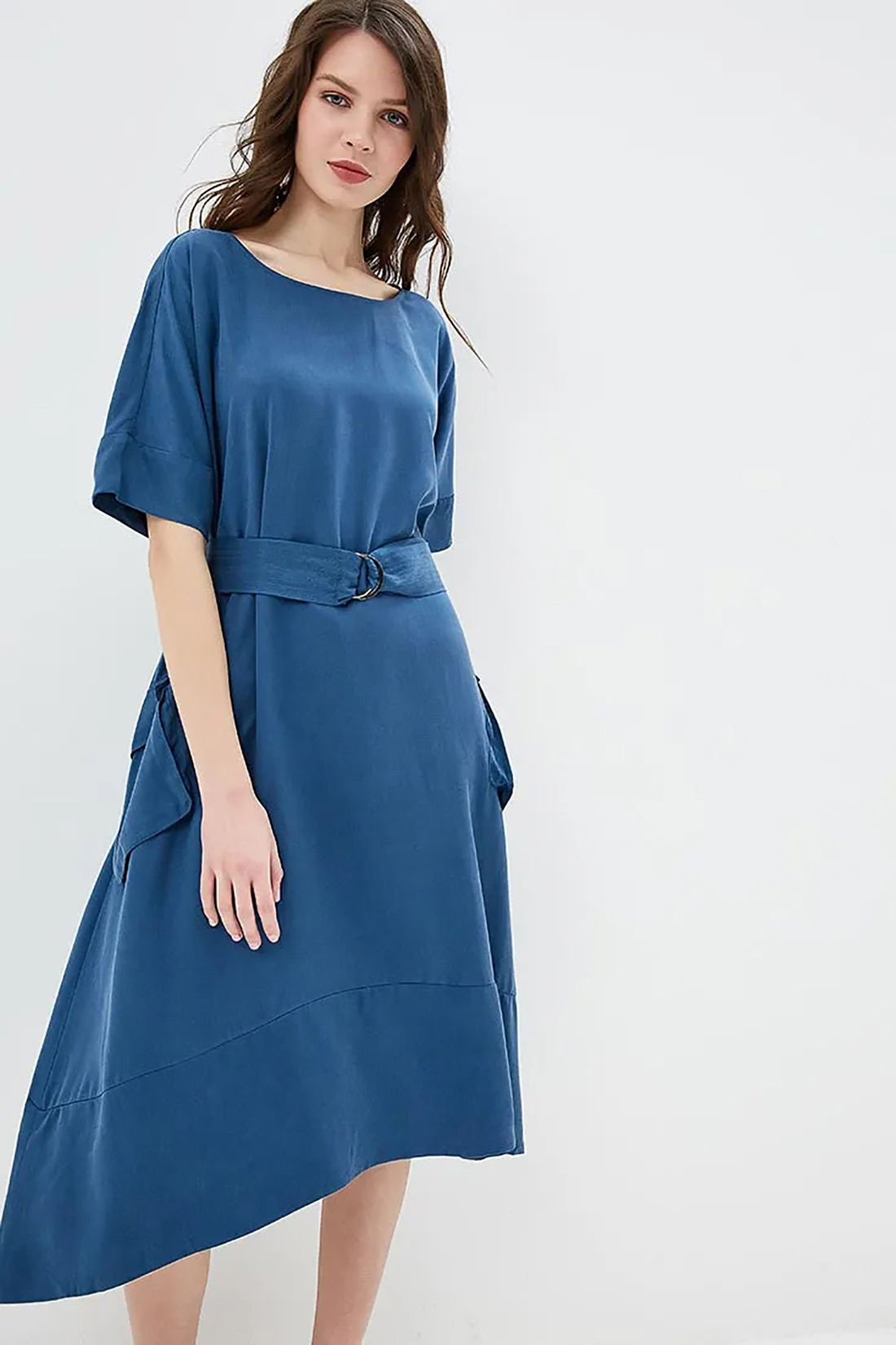 Платье с модным поясом (арт. baon B459060), размер XL, цвет синий Платье с модным поясом (арт. baon B459060) - фото 3