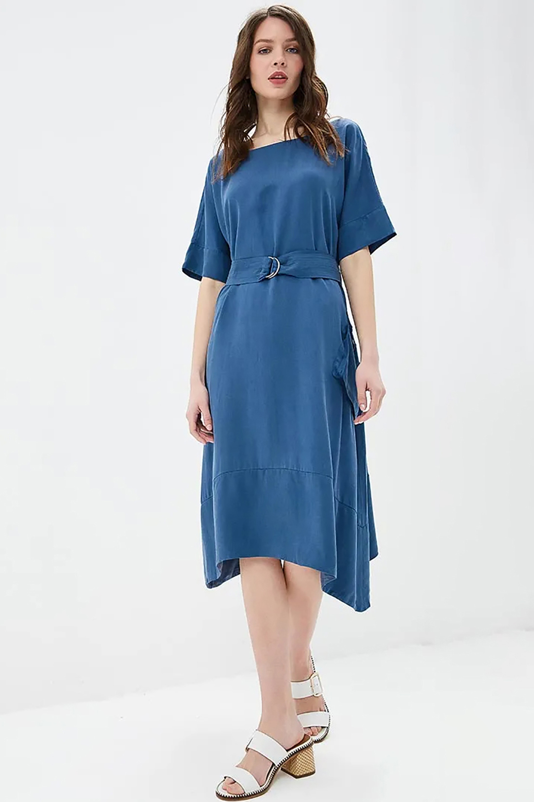 Платье с модным поясом (арт. baon B459060), размер XL, цвет синий Платье с модным поясом (арт. baon B459060) - фото 1