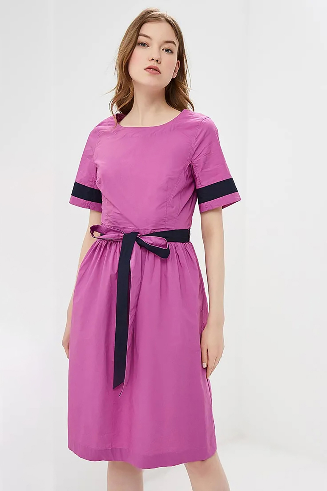 Платье с контрастной отделкой (арт. baon B459062), размер L, цвет розовый Платье с контрастной отделкой (арт. baon B459062) - фото 3