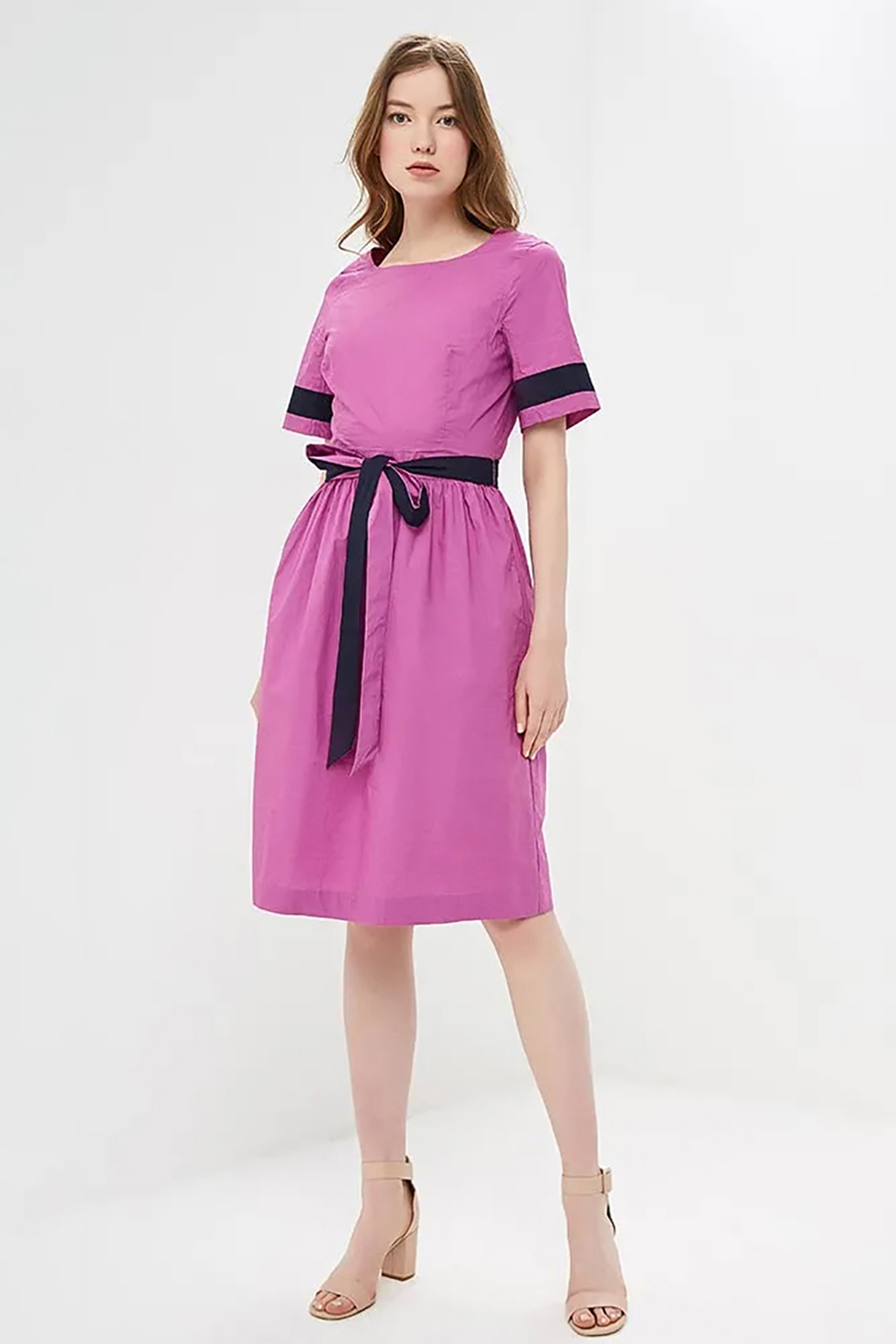 Платье с контрастной отделкой (арт. baon B459062), размер L, цвет розовый Платье с контрастной отделкой (арт. baon B459062) - фото 1