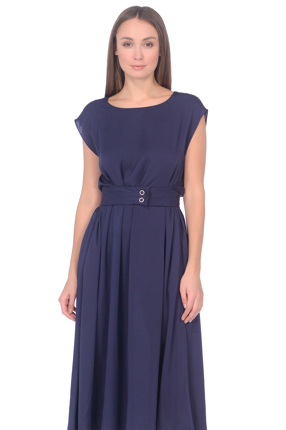 Платье с вшитым поясом (арт. baon B459066), размер L, цвет синий Платье с вшитым поясом (арт. baon B459066) - фото 3
