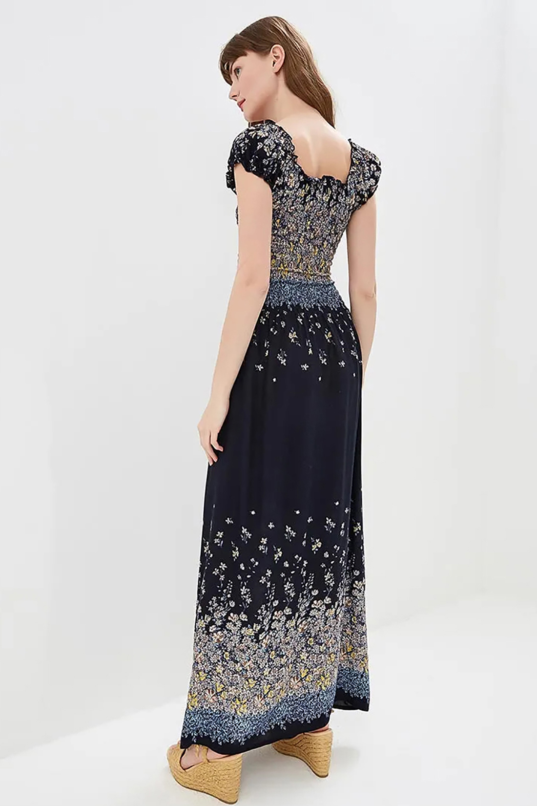 Платье из купонного материала (арт. baon B459071), размер XS, цвет dark navy printed#синий Платье из купонного материала (арт. baon B459071) - фото 2