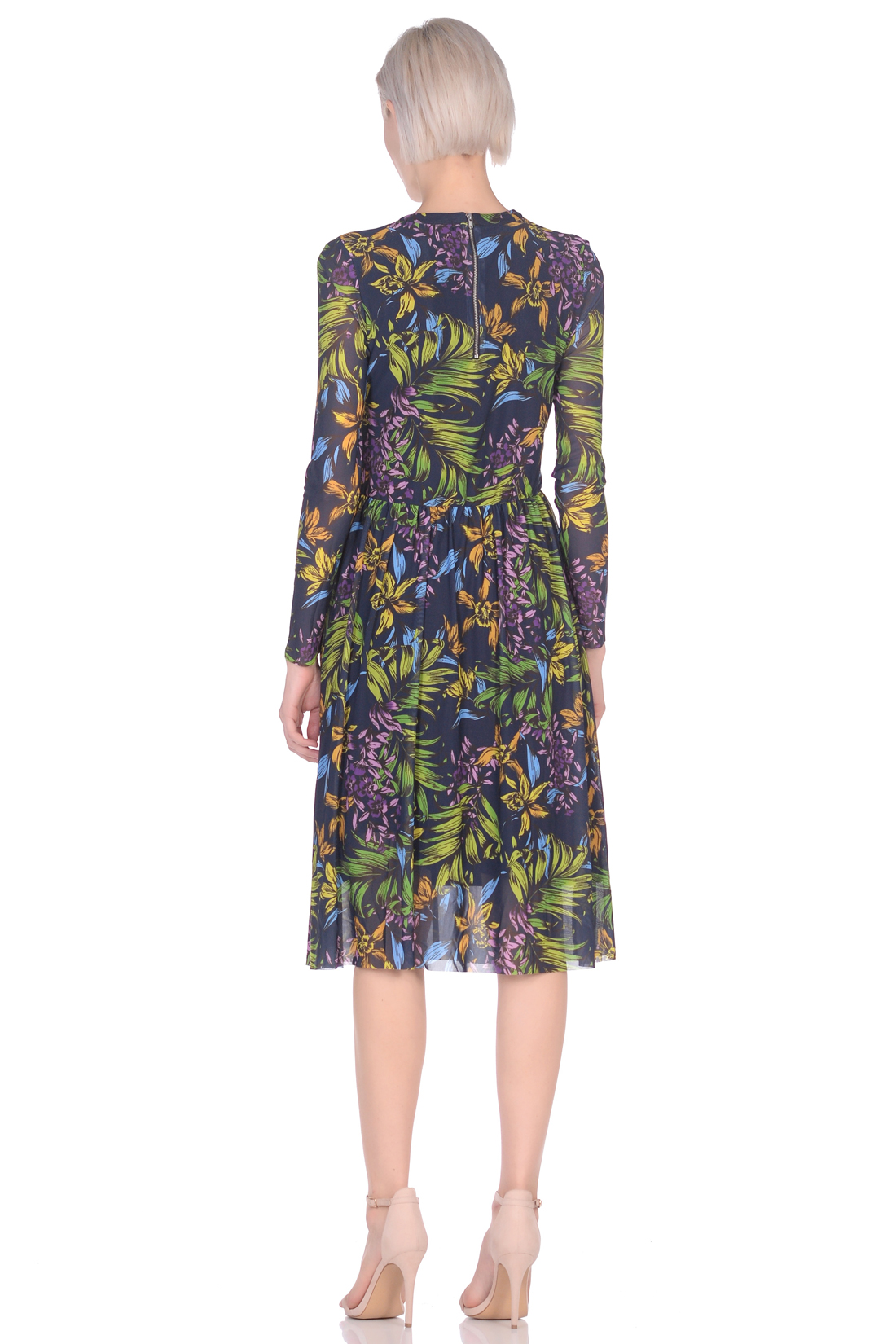 Платье из трикотажной сетки (арт. baon B459100), размер XS, цвет dark navy printed#синий Платье из трикотажной сетки (арт. baon B459100) - фото 4