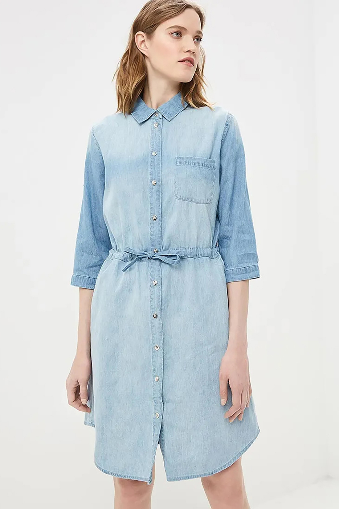 Платье-рубашка из денима (арт. baon B459103), размер S, цвет light blue denim#голубой Платье-рубашка из денима (арт. baon B459103) - фото 3