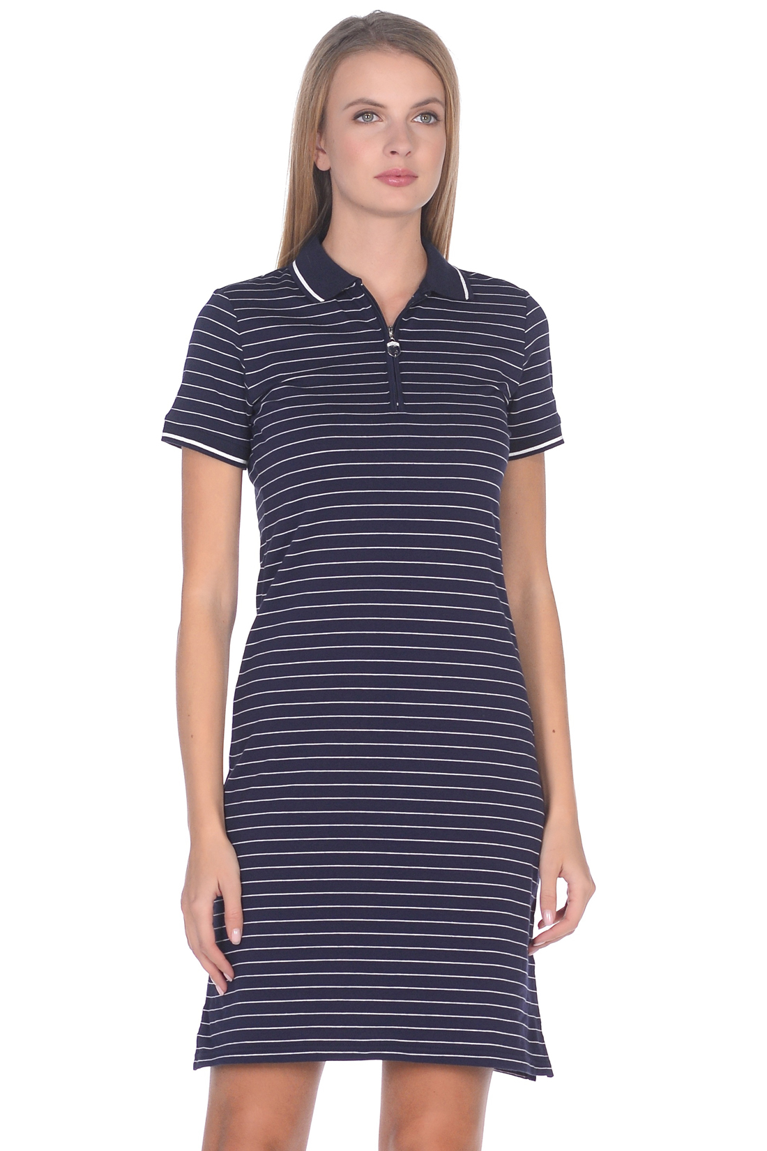 Платье-поло в полоску (арт. baon B459202), размер M, цвет dark navy striped#синий Платье-поло в полоску (арт. baon B459202) - фото 3