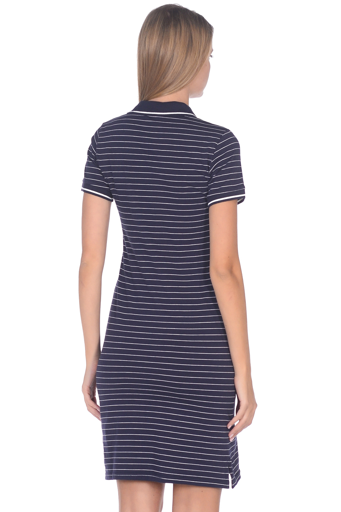 Платье-поло в полоску (арт. baon B459202), размер M, цвет dark navy striped#синий Платье-поло в полоску (арт. baon B459202) - фото 2
