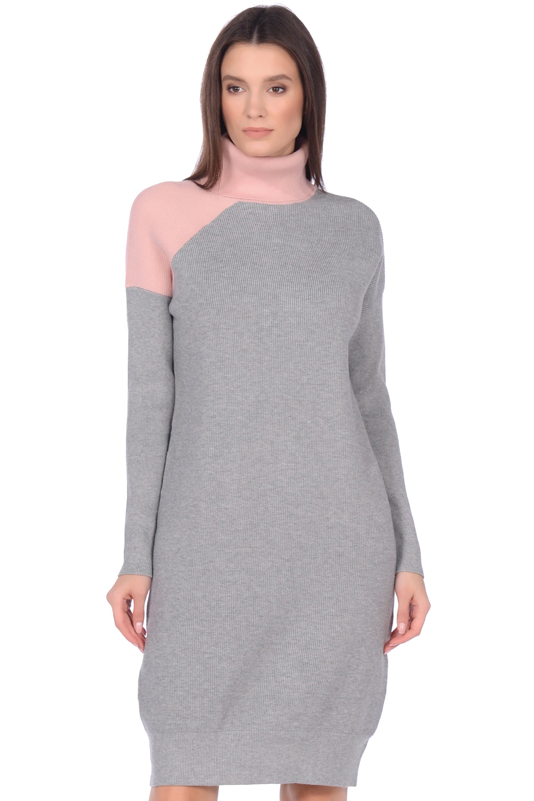 Платье-свитер в стиле color block (арт. baon B459530), размер M, цвет белый Платье-свитер в стиле color block (арт. baon B459530) - фото 3