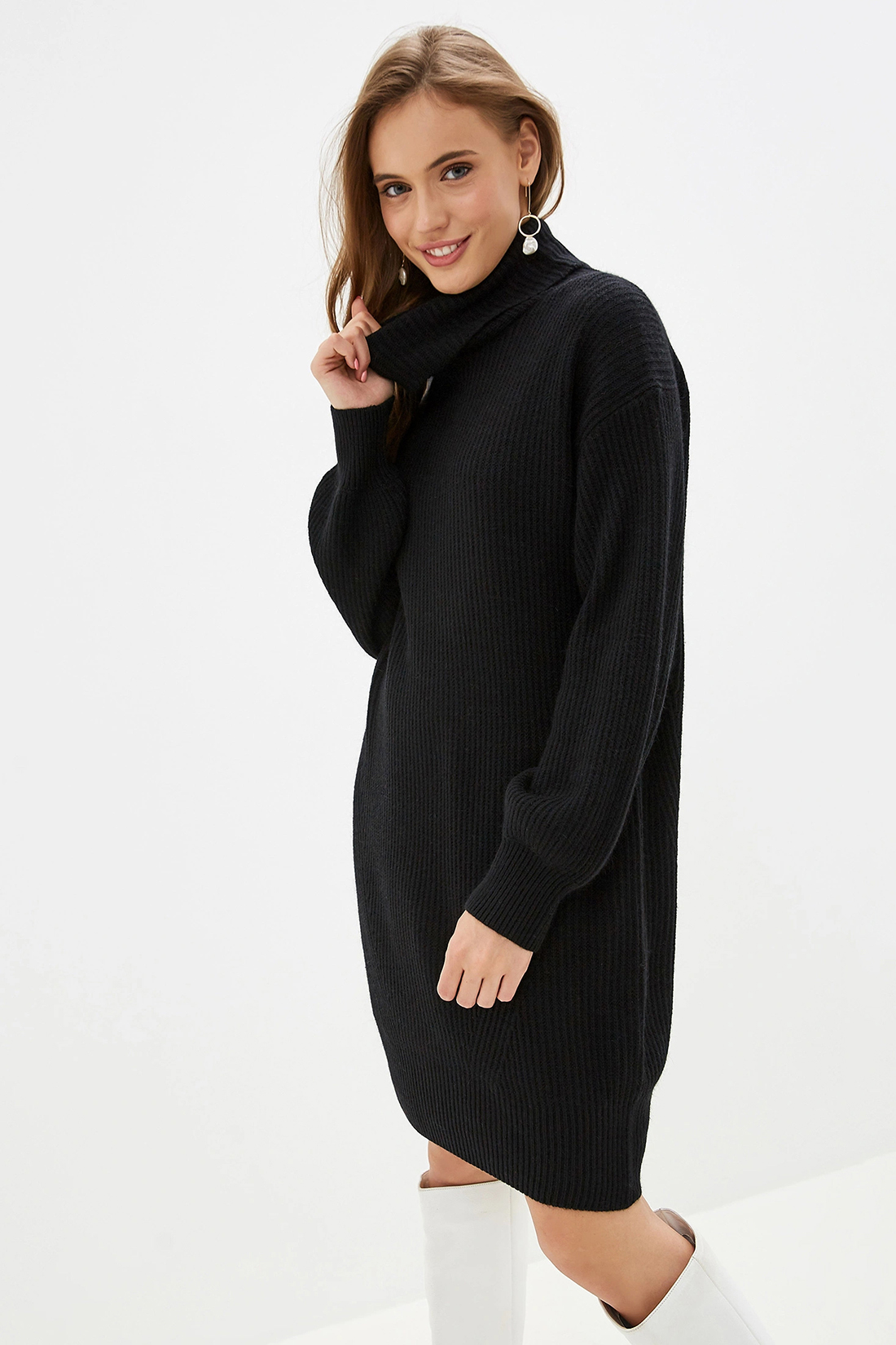 Платье-свитер с ангорой (арт. baon B459538), размер L, цвет черный Платье-свитер с ангорой (арт. baon B459538) - фото 3