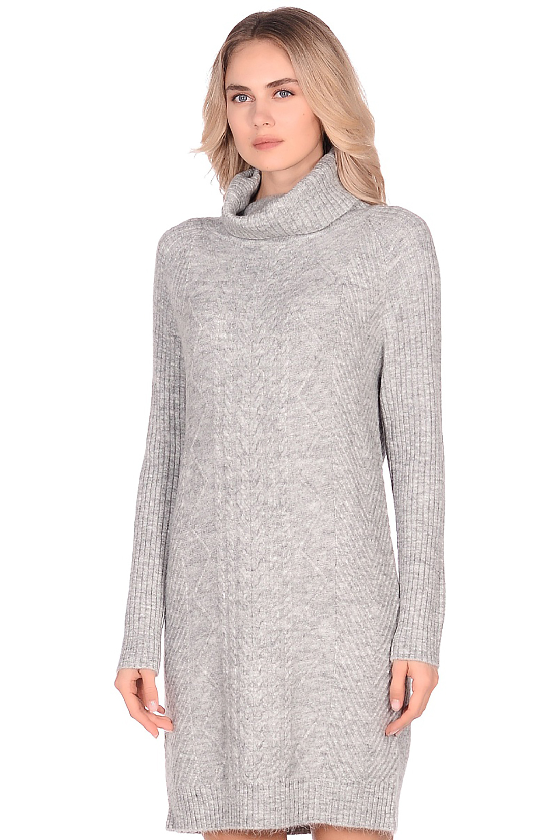 Платье-свитер с узором (арт. baon B459542), размер XL, цвет silver melange#серый Платье-свитер с узором (арт. baon B459542) - фото 3