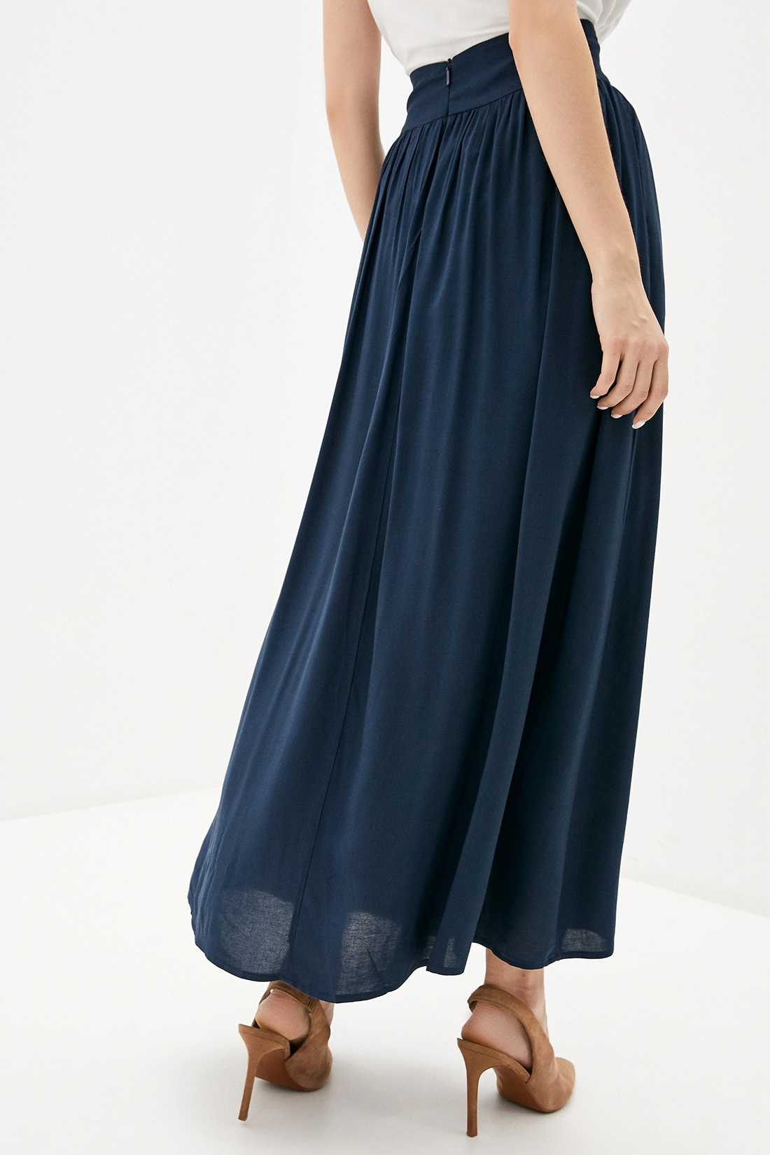Длинная юбка на кокетке (арт. baon B470027), размер XS, цвет синий Длинная юбка на кокетке (арт. baon B470027) - фото 2