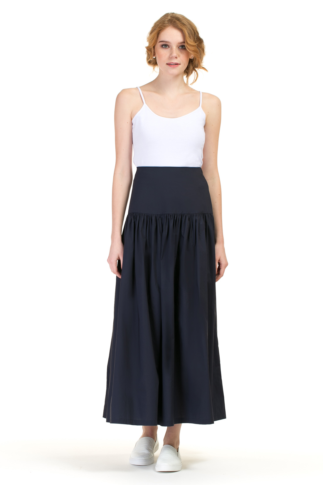 Длинная юбка с кокеткой (арт. baon B477022), размер L, цвет синий Длинная юбка с кокеткой (арт. baon B477022) - фото 1