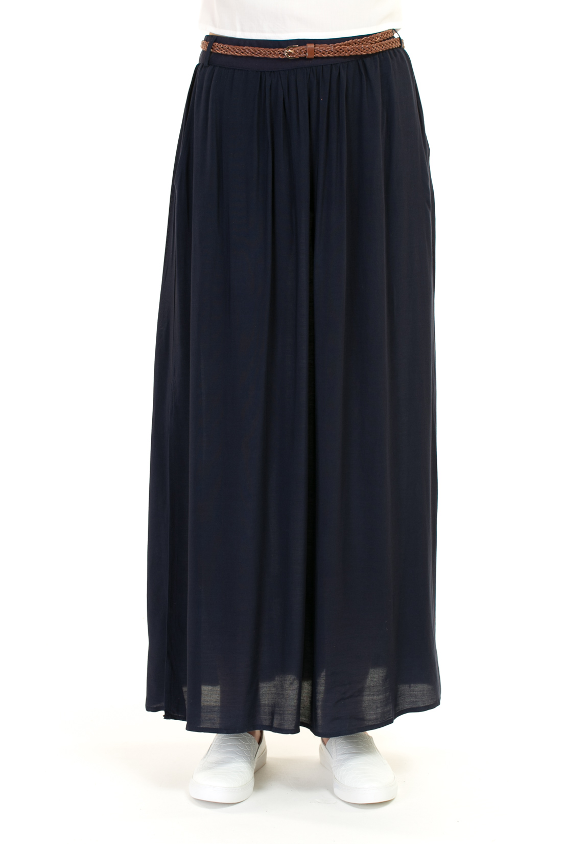 Длинная юбка с ремешком (арт. baon B477041), размер 3XL, цвет синий Длинная юбка с ремешком (арт. baon B477041) - фото 4