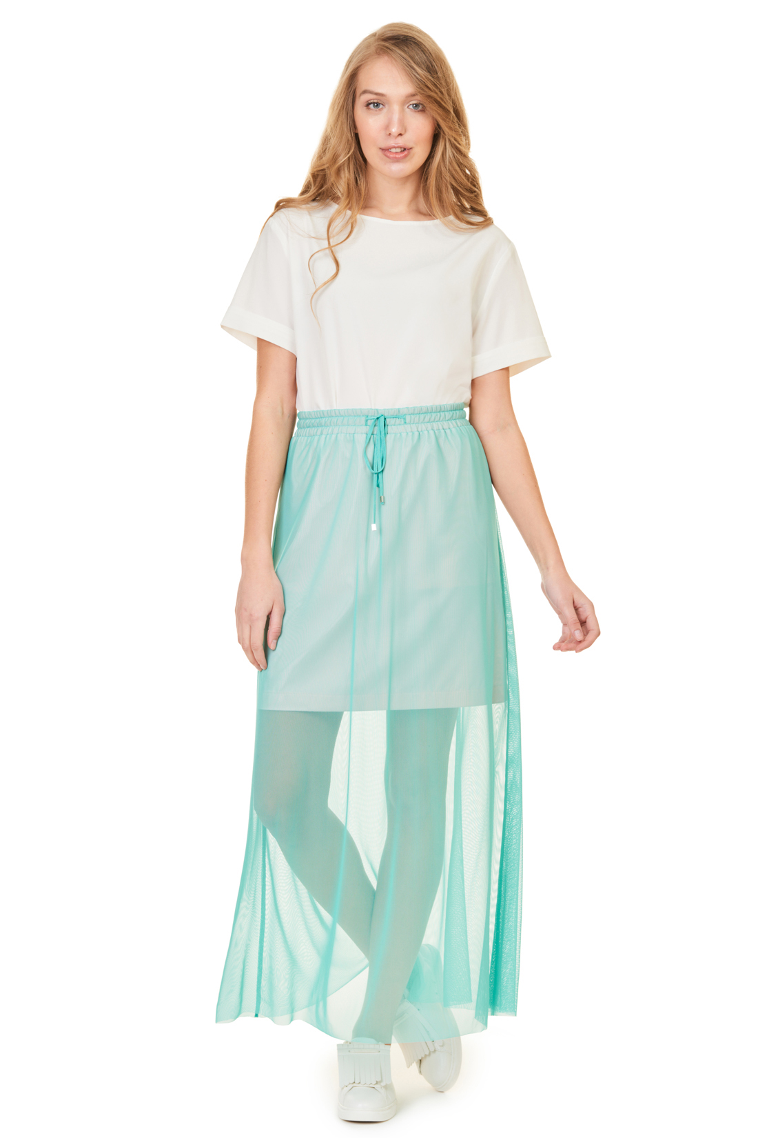 Двухслойная юбка (арт. baon B477043), размер L, цвет белый Двухслойная юбка (арт. baon B477043) - фото 1