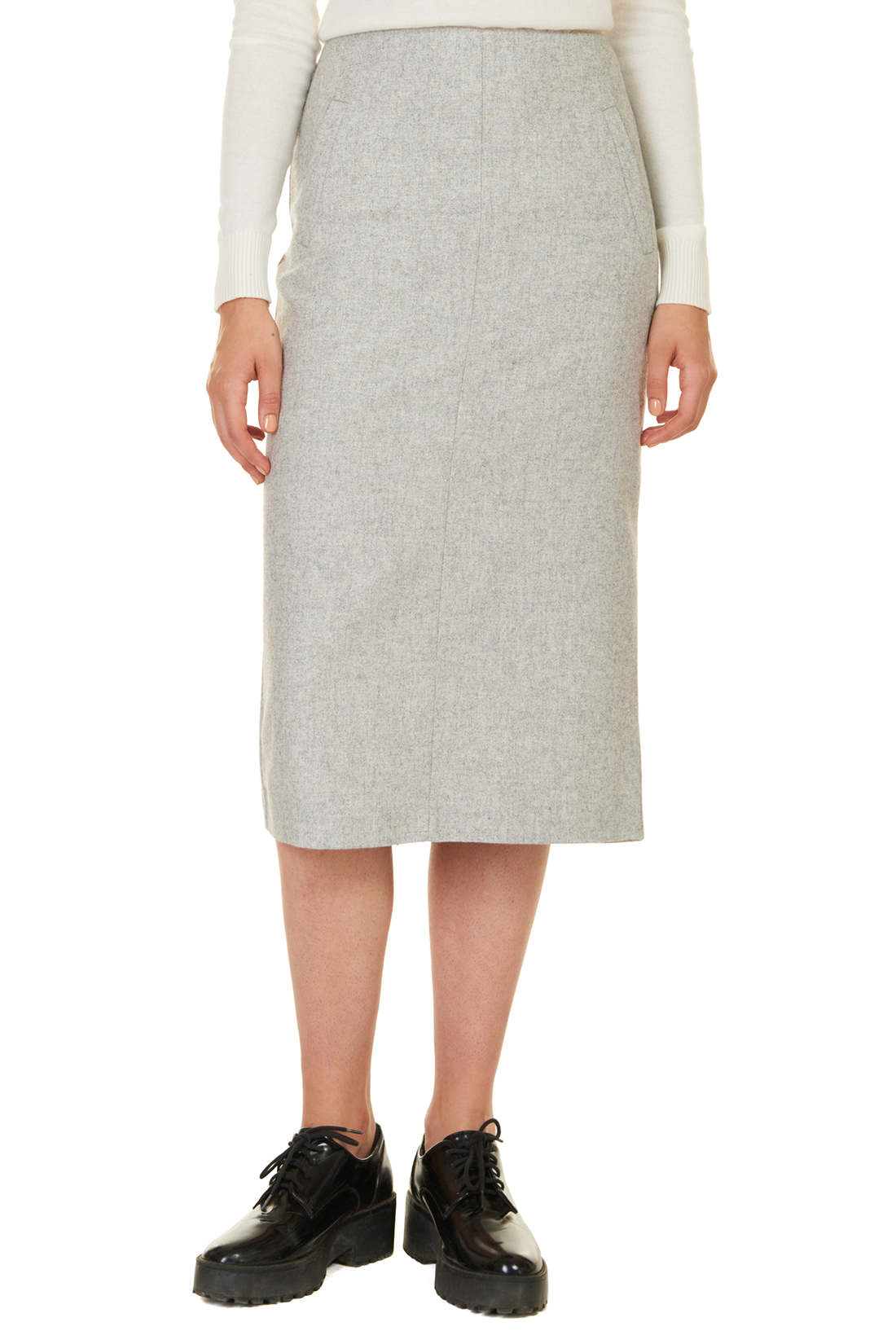 Прямая юбка с шерстью (арт. baon B477522), размер S, цвет silver melange#серый Прямая юбка с шерстью (арт. baon B477522) - фото 5