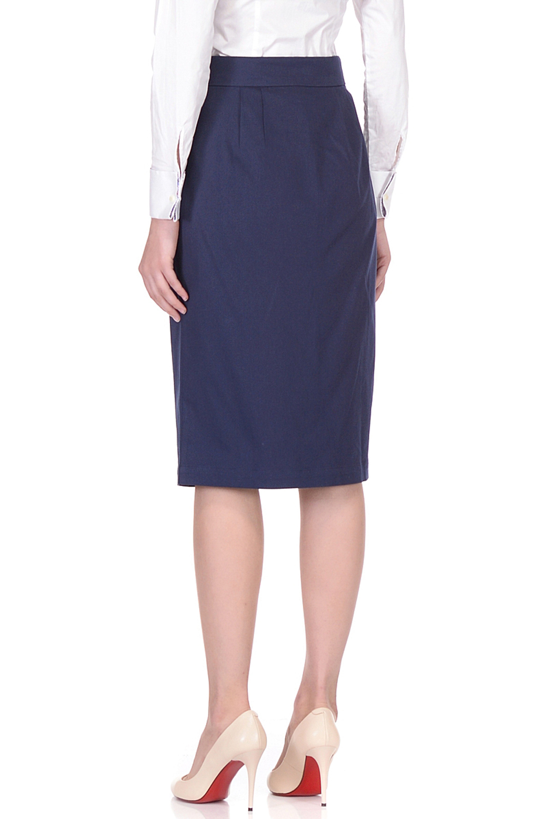 Классическая юбка с пуговицами (арт. baon B478007), размер XXL, цвет синий Классическая юбка с пуговицами (арт. baon B478007) - фото 2