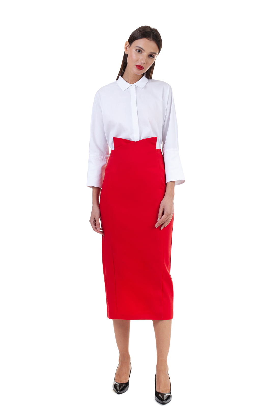 Красная юбка-миди (арт. baon B478038), размер XL, цвет красный Красная юбка-миди (арт. baon B478038) - фото 4