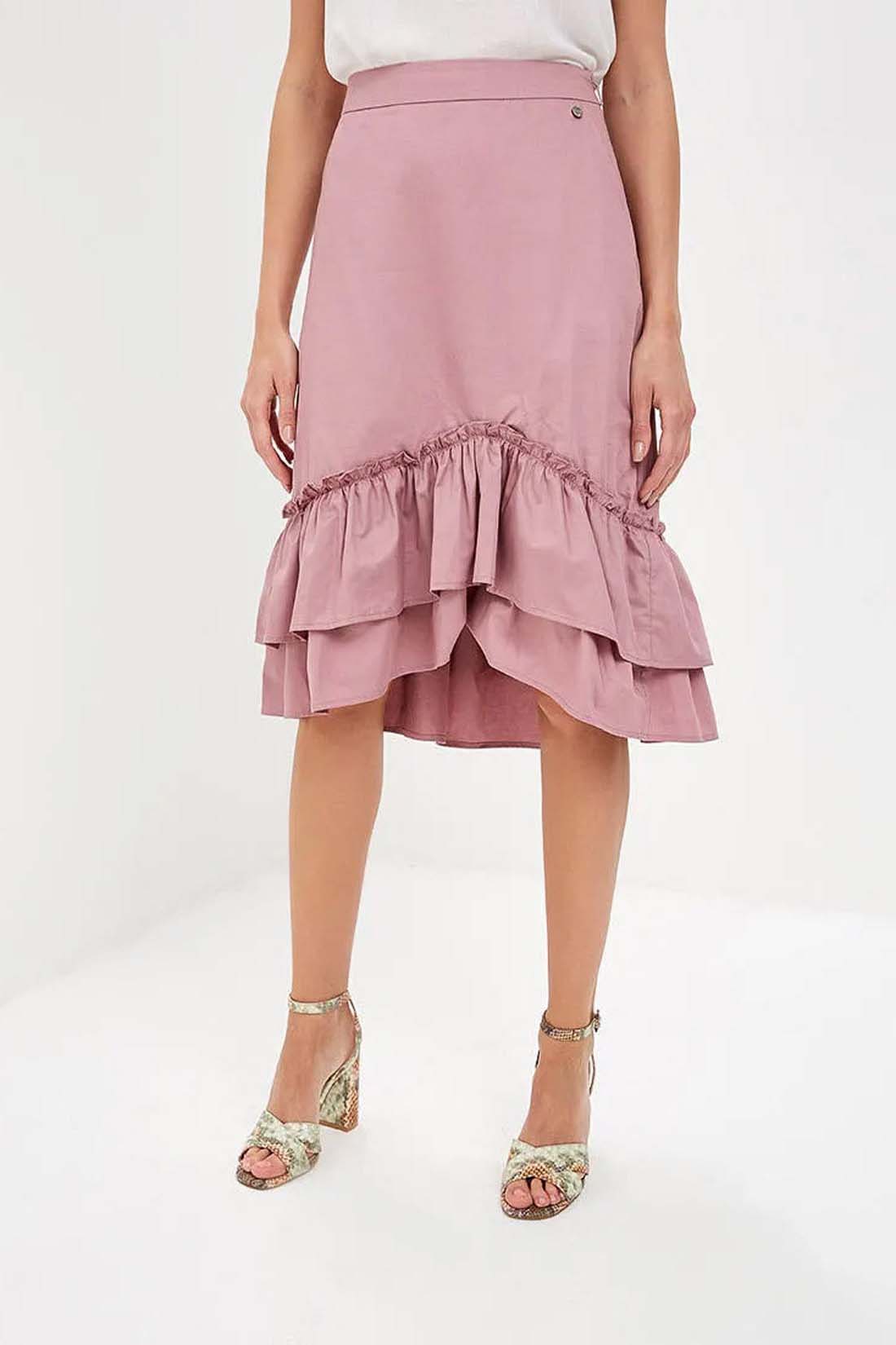 Розовая юбка с оборками (арт. baon B479018), размер M, цвет розовый Розовая юбка с оборками (арт. baon B479018) - фото 1