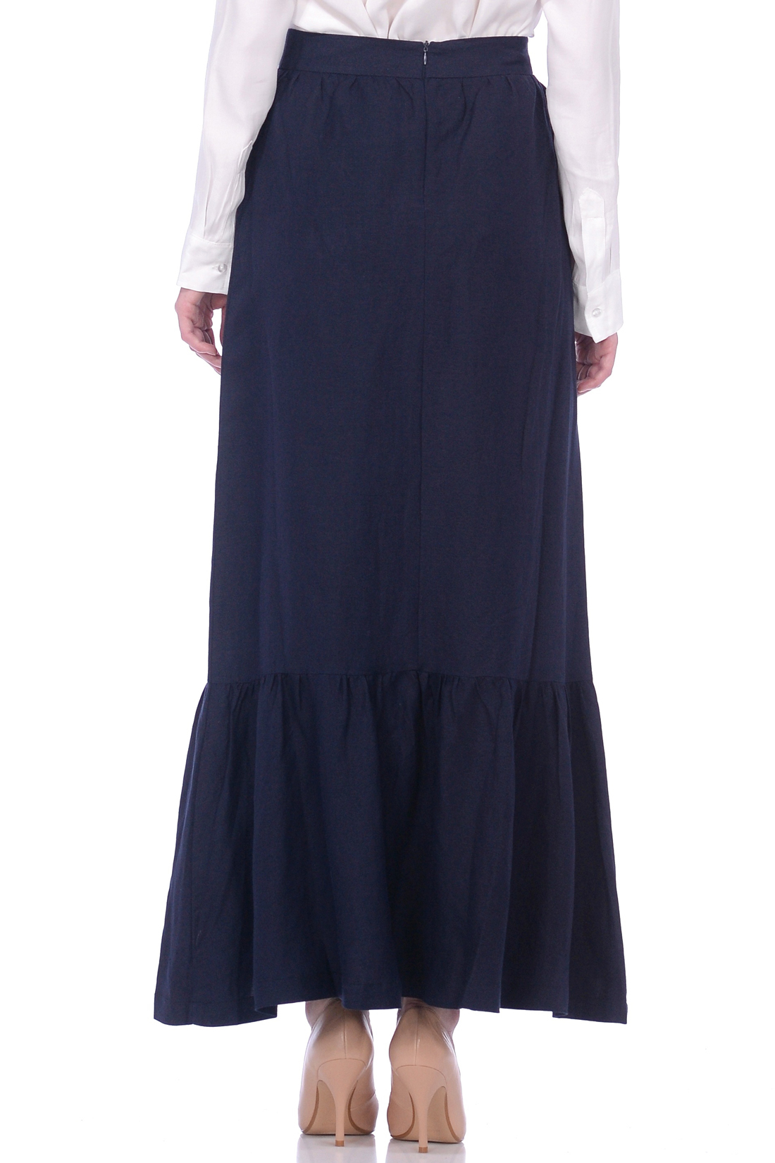 Длинная юбка из смесового льна (арт. baon B479019), размер L, цвет синий Длинная юбка из смесового льна (арт. baon B479019) - фото 2