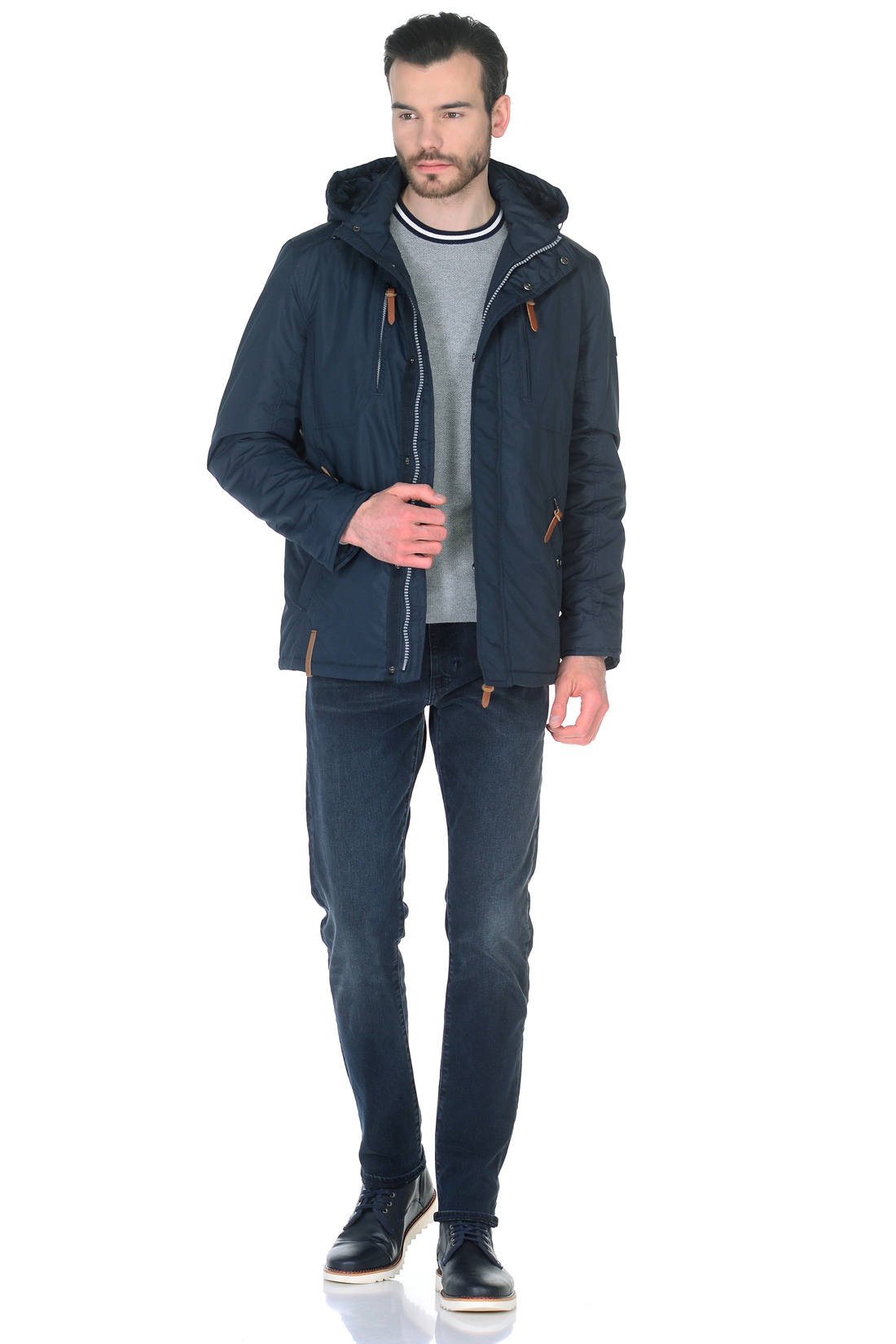 Куртка с отделкой из кожи (арт. baon B538022), размер S, цвет синий Куртка с отделкой из кожи (арт. baon B538022) - фото 6