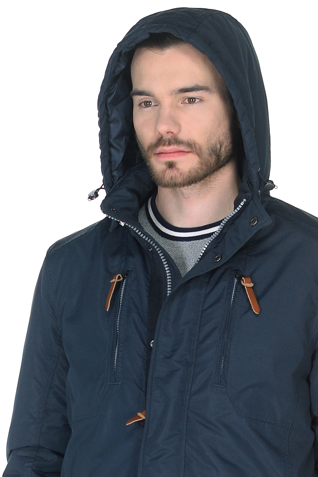 Куртка с отделкой из кожи (арт. baon B538022), размер S, цвет синий Куртка с отделкой из кожи (арт. baon B538022) - фото 4