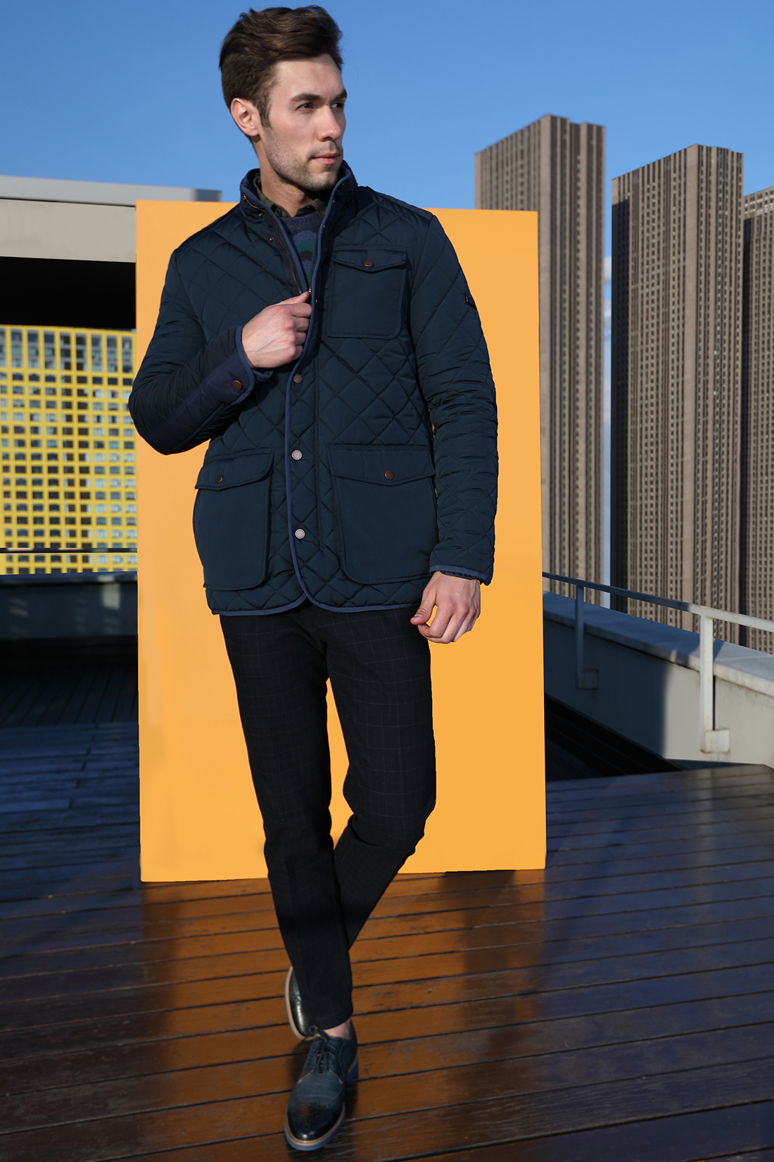 Стёганая куртка с тремя карманами (арт. baon B538503), размер XXL, цвет синий Стёганая куртка с тремя карманами (арт. baon B538503) - фото 1