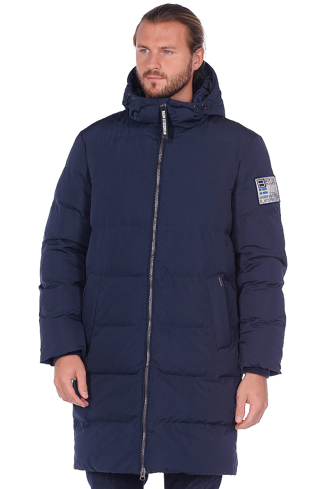 Длинная куртка с фирменными шевронами (арт. baon B539545), размер L, цвет синий Длинная куртка с фирменными шевронами (арт. baon B539545) - фото 1