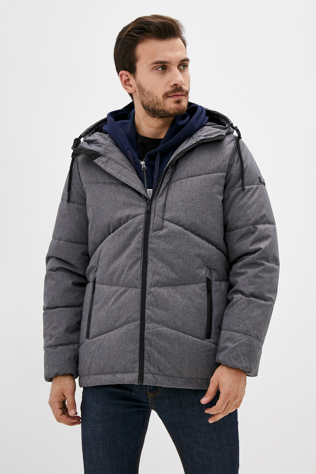 Куртка (Эко пух) (арт. baon B540508), размер XL, цвет deep grey melange#серый