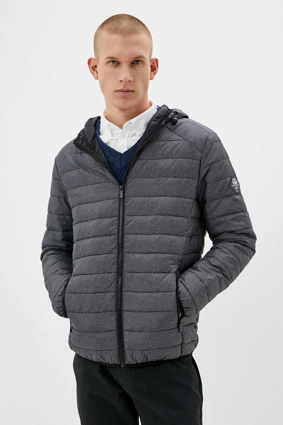 Куртка (Эко пух) (арт. baon B540519), размер M, цвет asphalt printed#серый