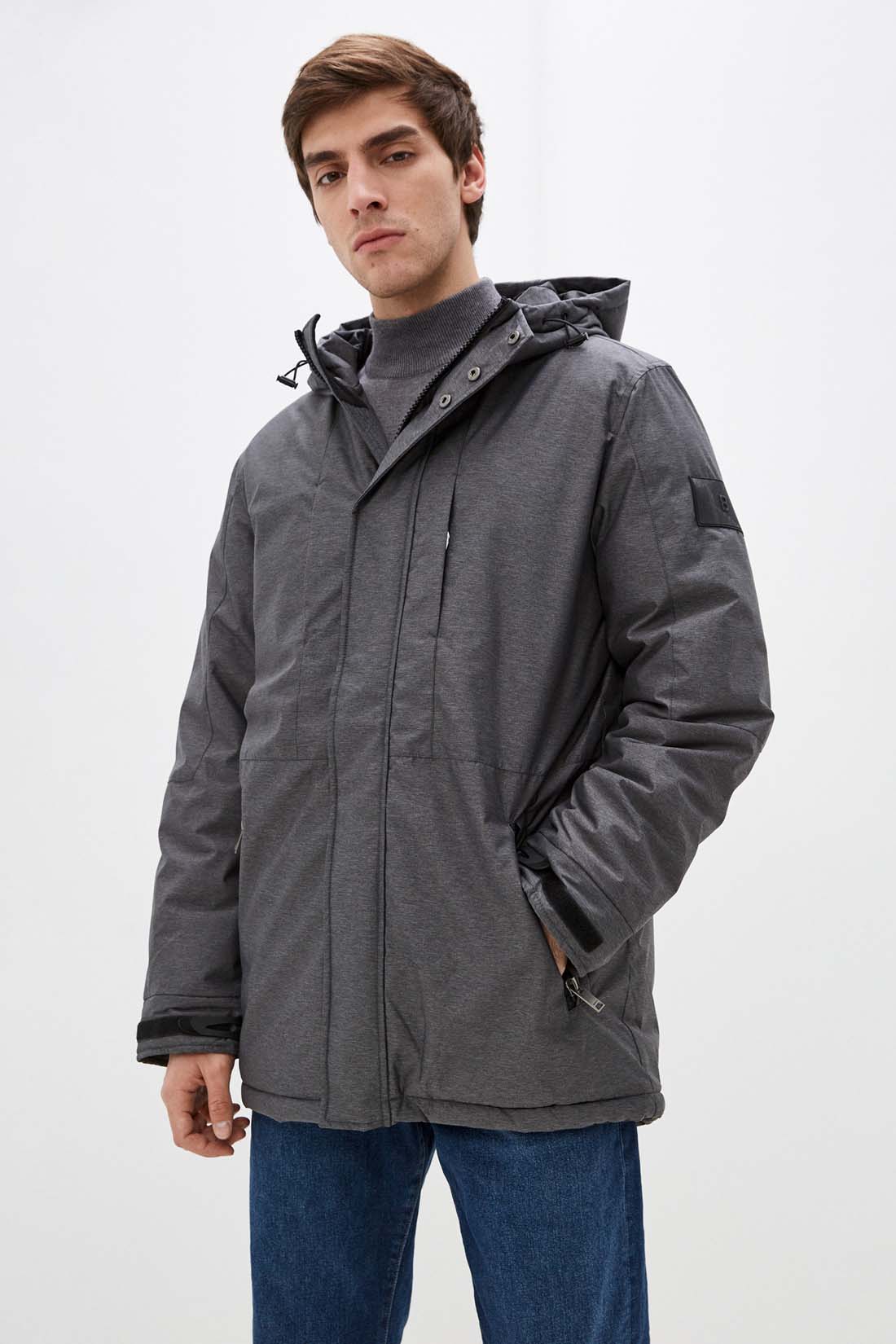 Куртка (Эко пух) (арт. baon B541505), размер XXL, цвет marengo melange#ebeeed