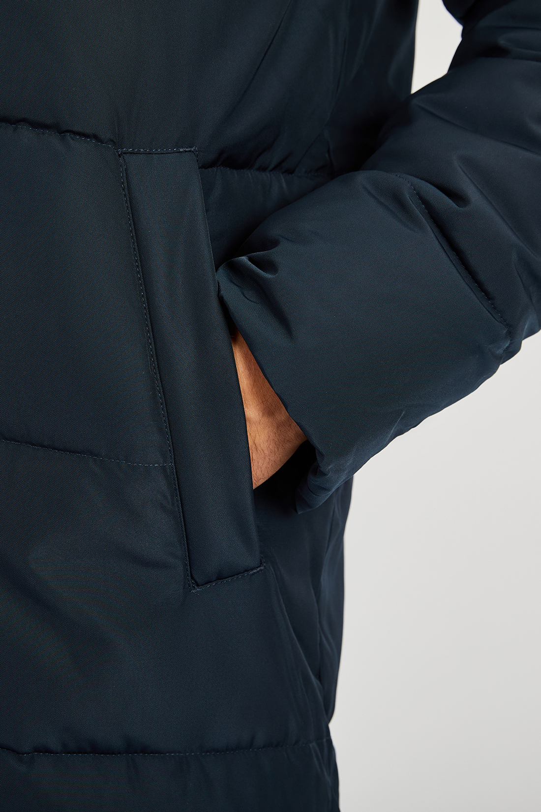 Длинная куртка (эко пух) (арт. baon B541506), размер M, цвет синий Длинная куртка (эко пух) (арт. baon B541506) - фото 3