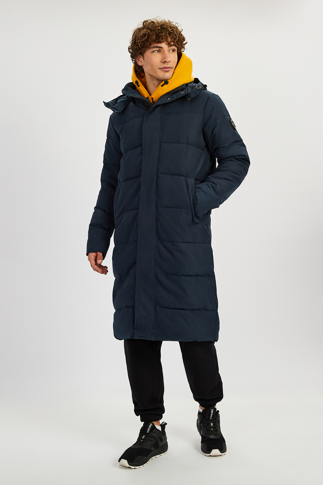 Длинная куртка (эко пух) (арт. baon B541506), размер M, цвет синий Длинная куртка (эко пух) (арт. baon B541506) - фото 1