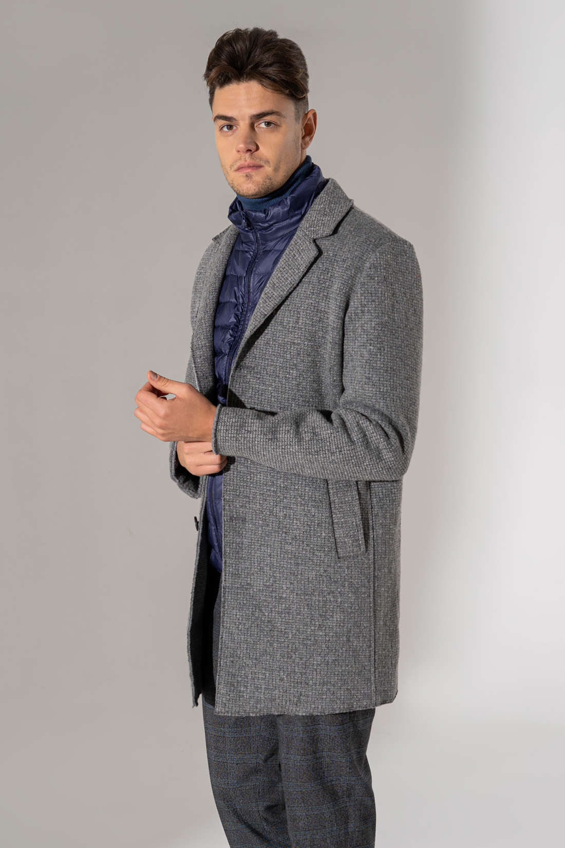 Серое пальто с шерстью (арт. baon B569502), размер XXL, цвет deep grey melange#серый Серое пальто с шерстью (арт. baon B569502) - фото 4