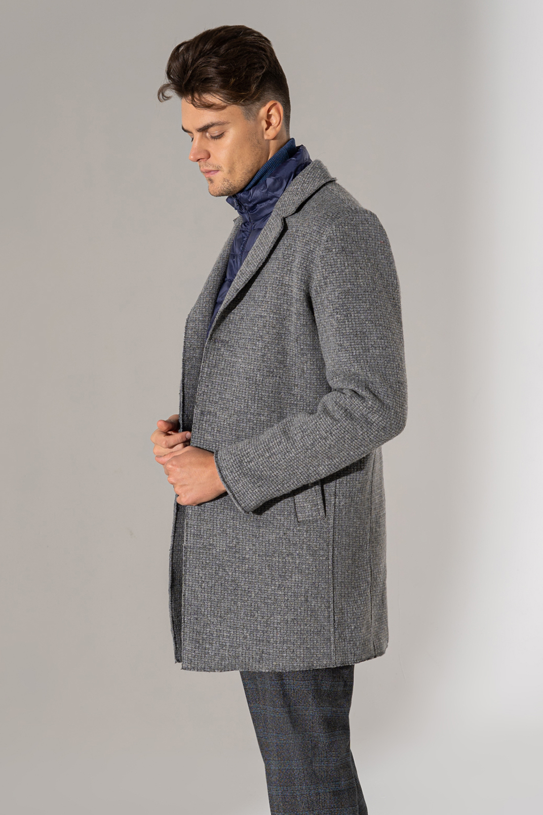 Серое пальто с шерстью (арт. baon B569502), размер XXL, цвет deep grey melange#серый Серое пальто с шерстью (арт. baon B569502) - фото 3