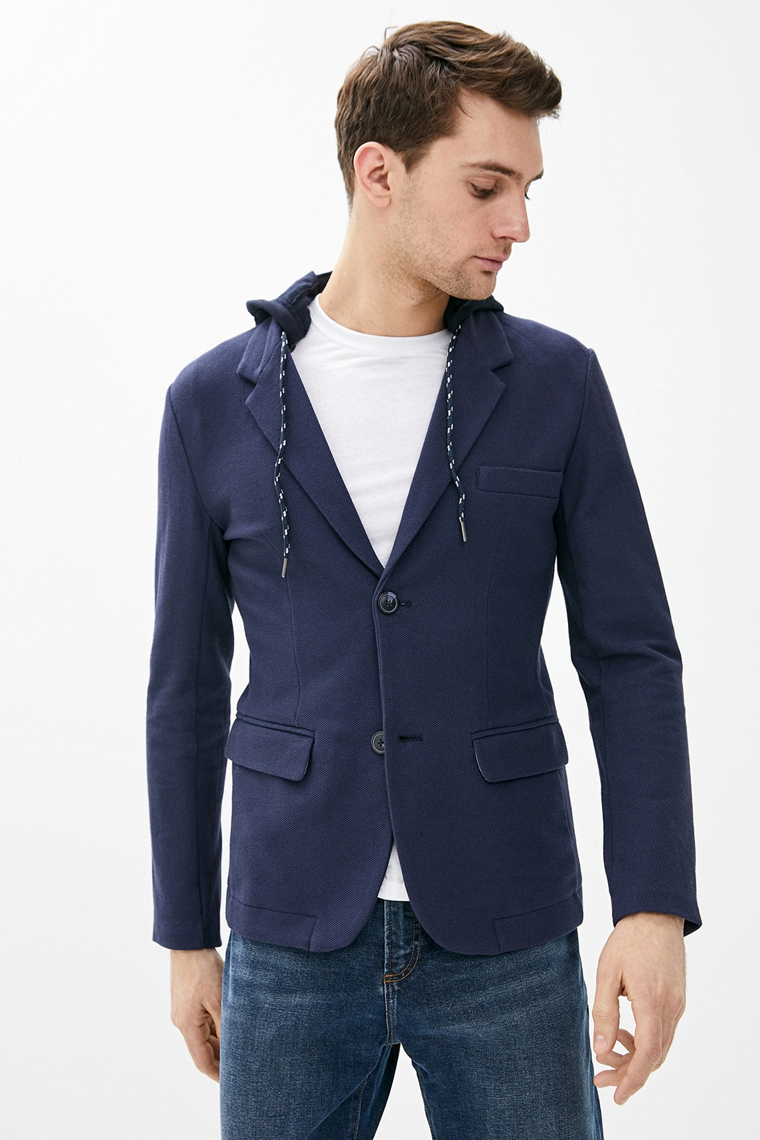 Пиджак с капюшоном (арт. baon B620005), размер XL, цвет синий