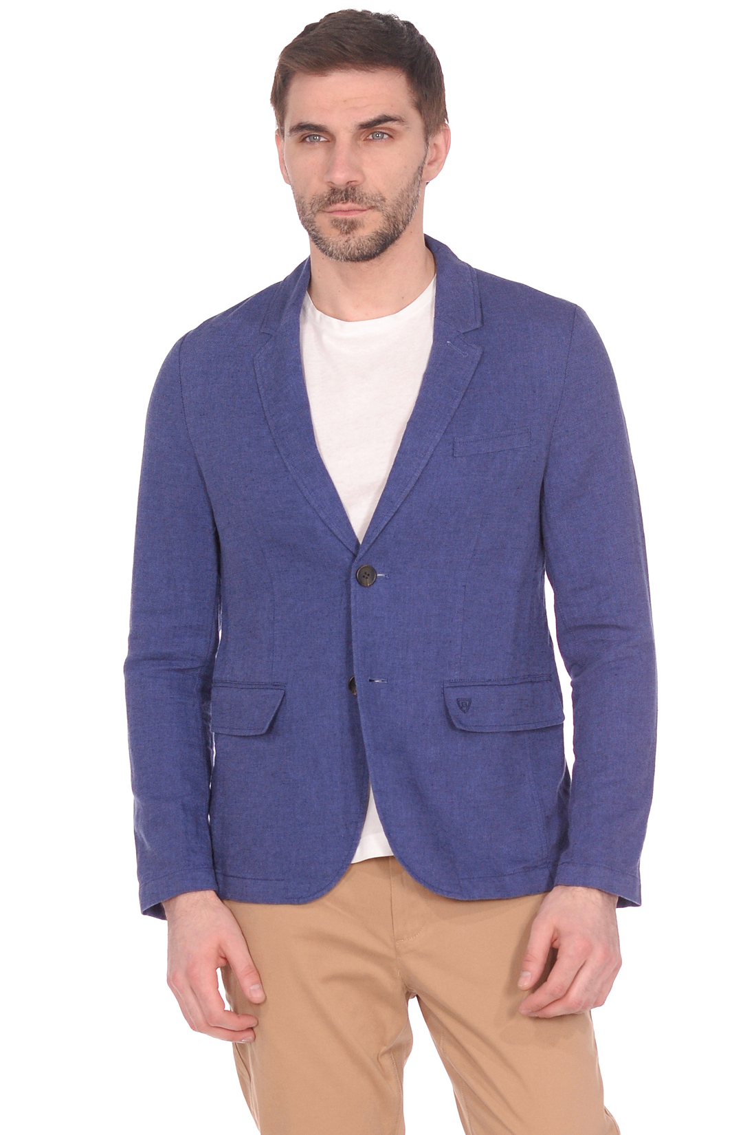 Пиджак из смесового льна (арт. baon B629002), размер XXL, цвет синий