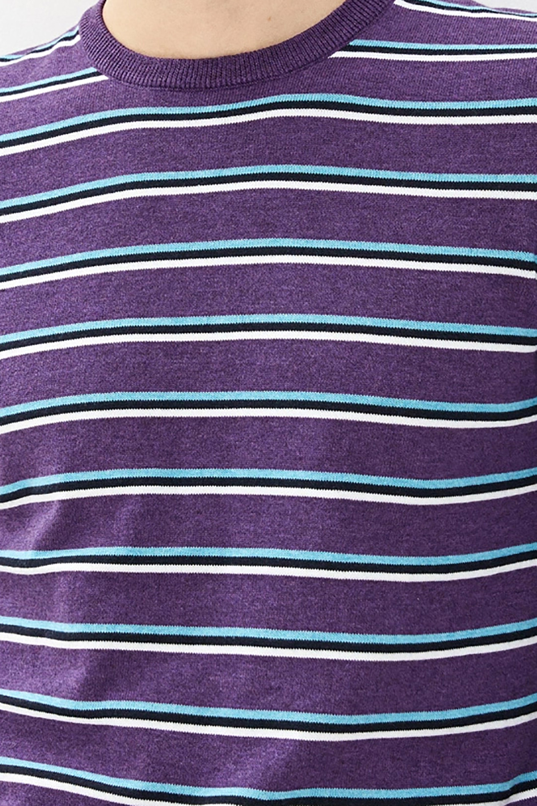 Базовый джемпер в полоску (арт. baon B630203), размер 3XL, цвет plum melange#фиолетовый Базовый джемпер в полоску (арт. baon B630203) - фото 3