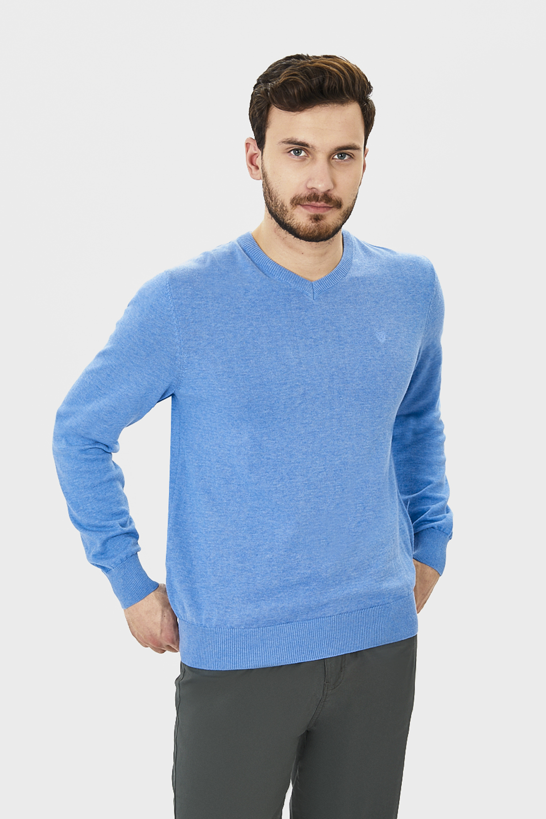 Базовый пуловер с хлопком (арт. baon B631201), размер 3XL, цвет белый Базовый пуловер с хлопком (арт. baon B631201) - фото 1