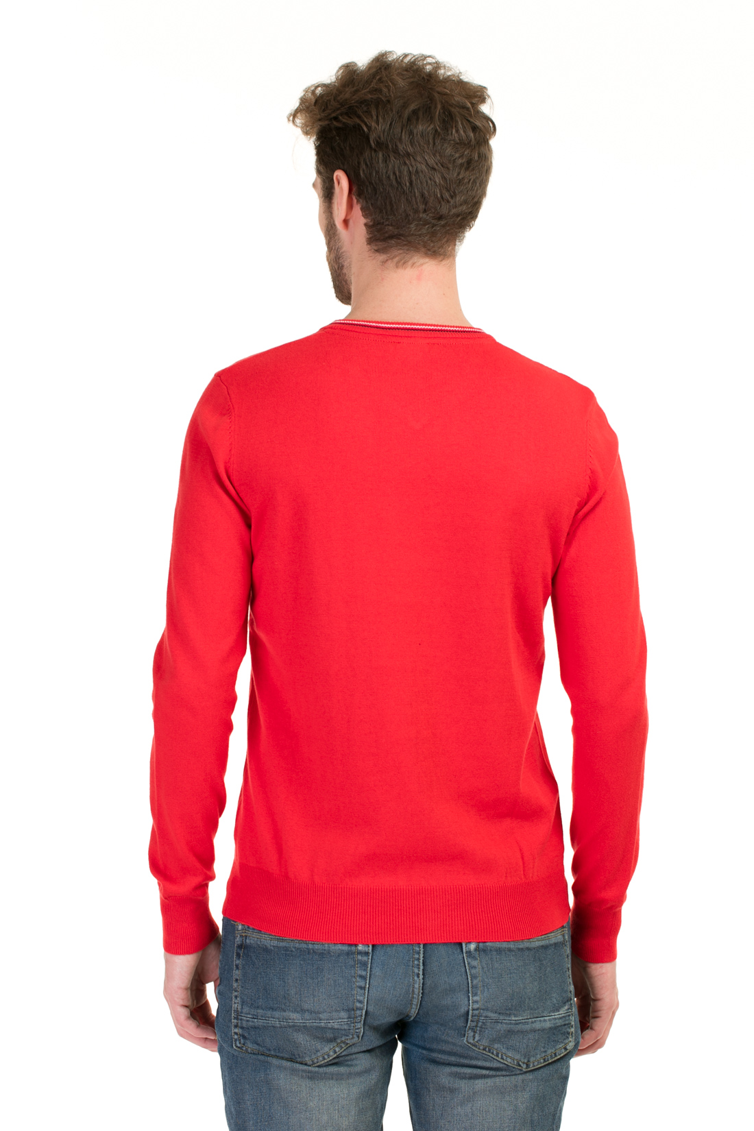 Пуловер с окантовкой на вырезе (арт. baon B637004), размер M, цвет красный Пуловер с окантовкой на вырезе (арт. baon B637004) - фото 2