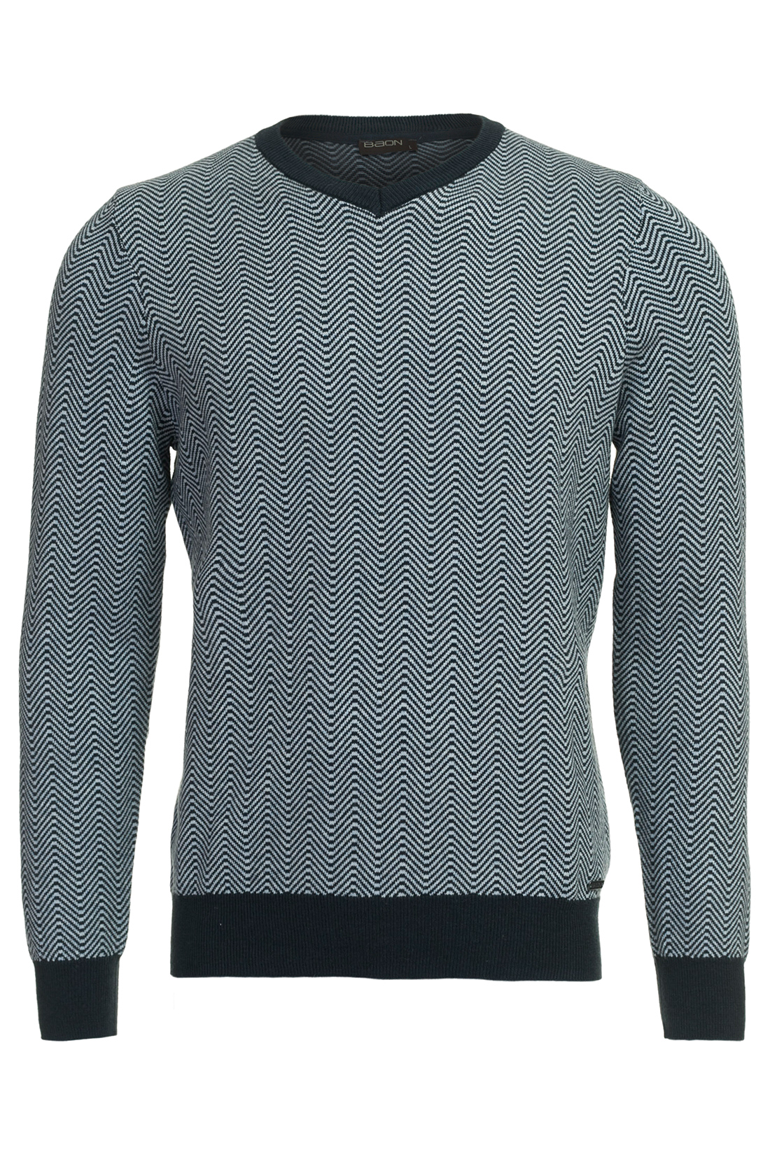 Пуловер с твидовым узором (арт. baon B637009), размер XXL, цвет синий Пуловер с твидовым узором (арт. baon B637009) - фото 4