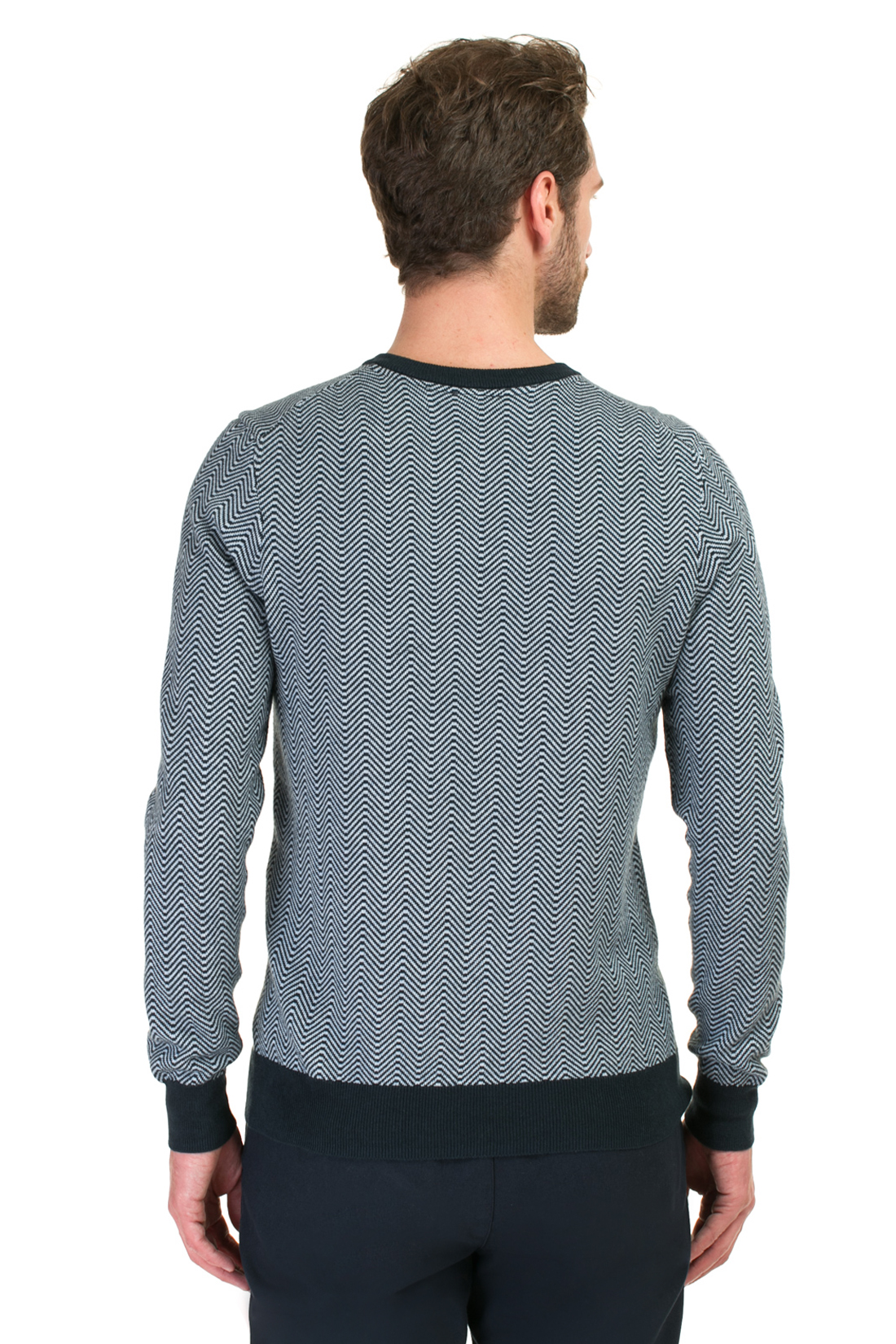 Пуловер с твидовым узором (арт. baon B637009), размер XXL, цвет синий Пуловер с твидовым узором (арт. baon B637009) - фото 2
