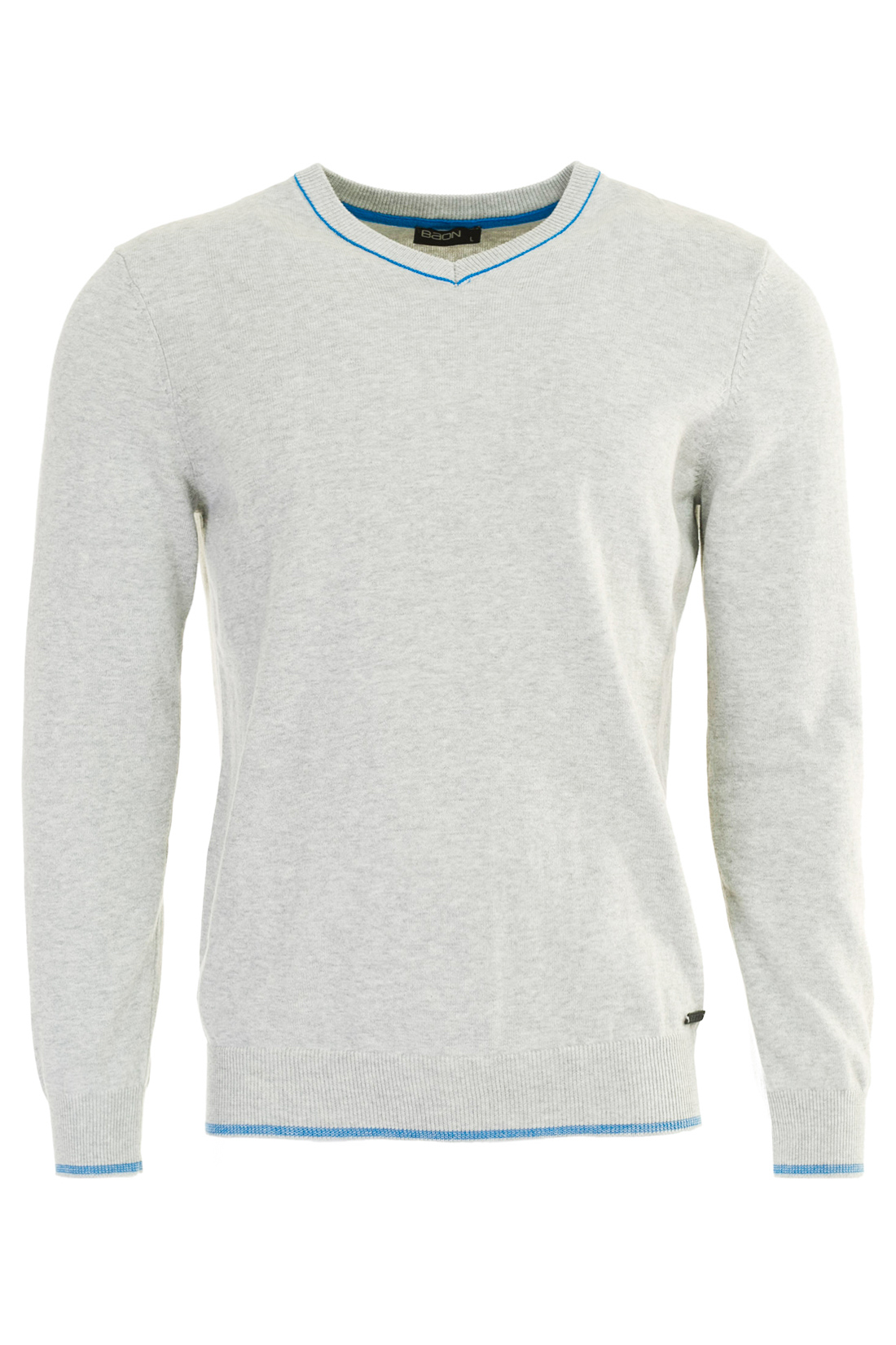 Пуловер с окантовкой (арт. baon B637011), размер L, цвет silver melange#серый Пуловер с окантовкой (арт. baon B637011) - фото 3