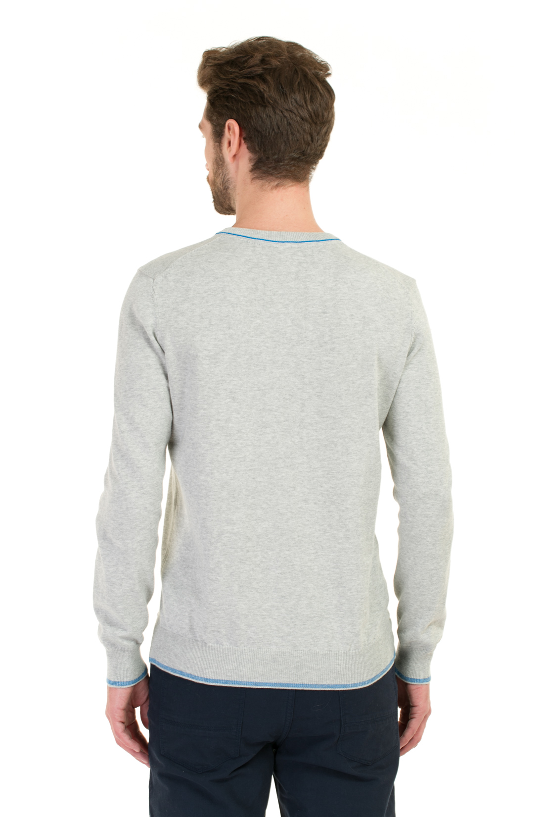 Пуловер с окантовкой (арт. baon B637011), размер L, цвет silver melange#серый Пуловер с окантовкой (арт. baon B637011) - фото 2