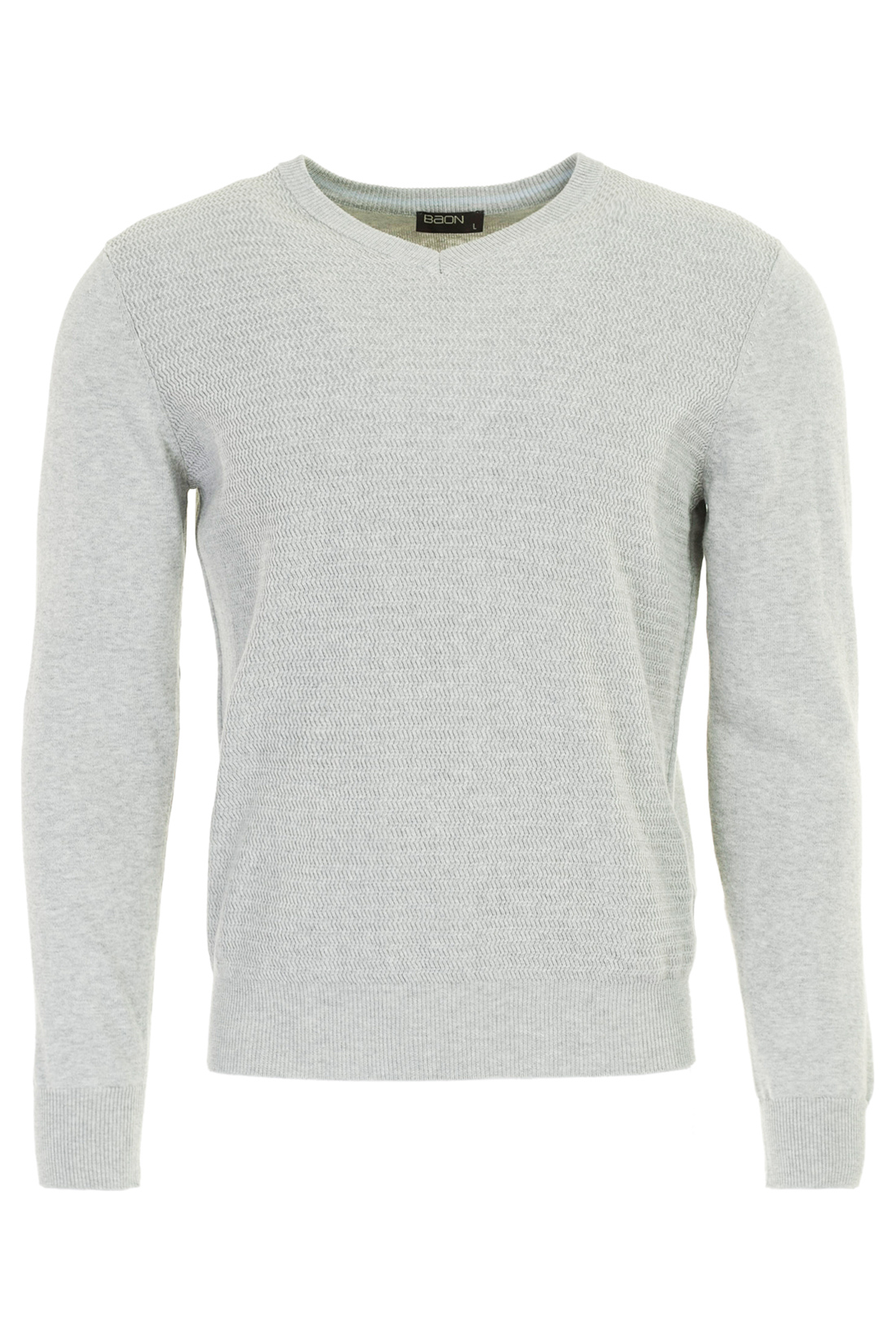 Пуловер с рельефным узором (арт. baon B637016), размер XXL, цвет silver melange#серый Пуловер с рельефным узором (арт. baon B637016) - фото 5