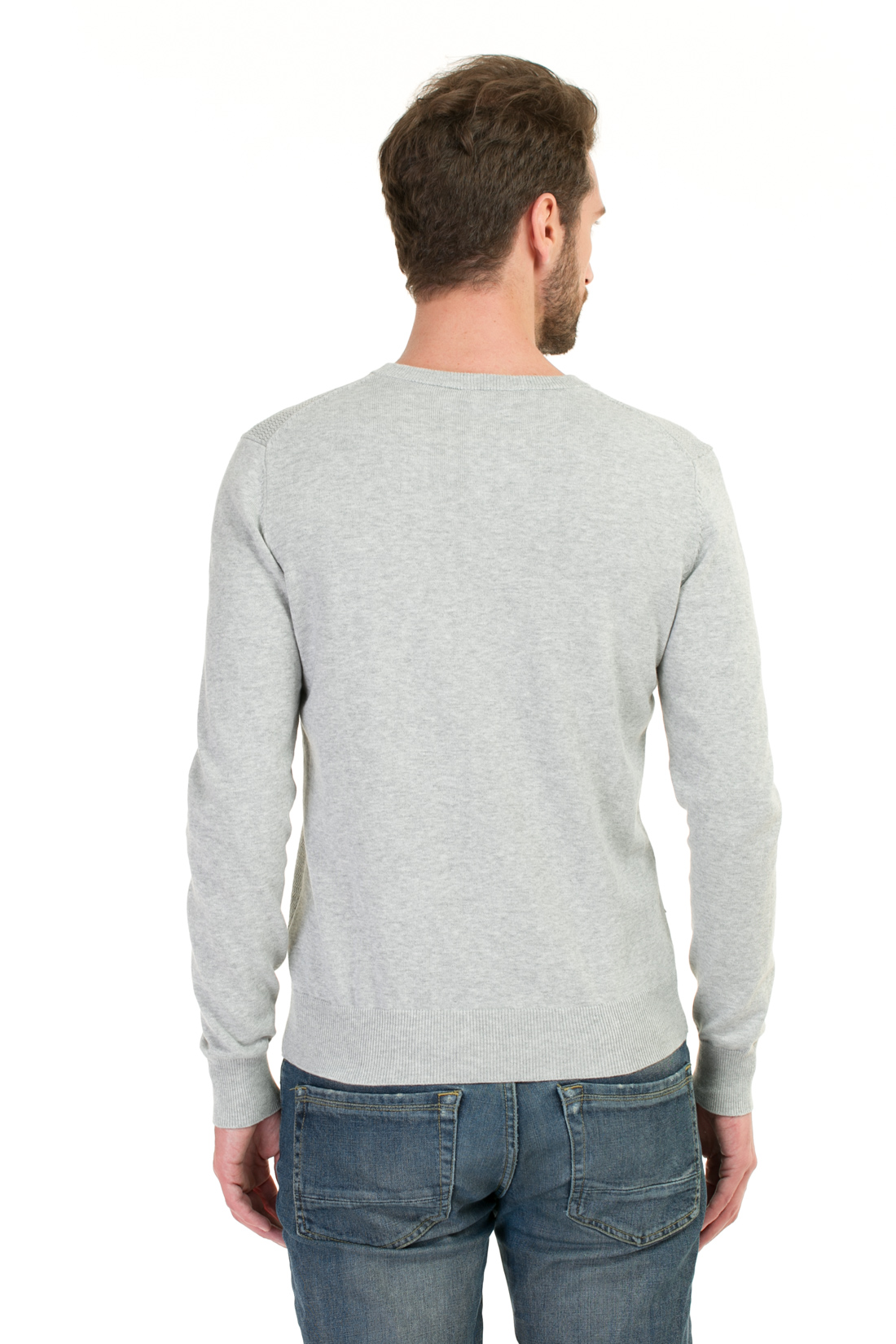 Пуловер с рельефным узором (арт. baon B637016), размер XXL, цвет silver melange#серый Пуловер с рельефным узором (арт. baon B637016) - фото 2