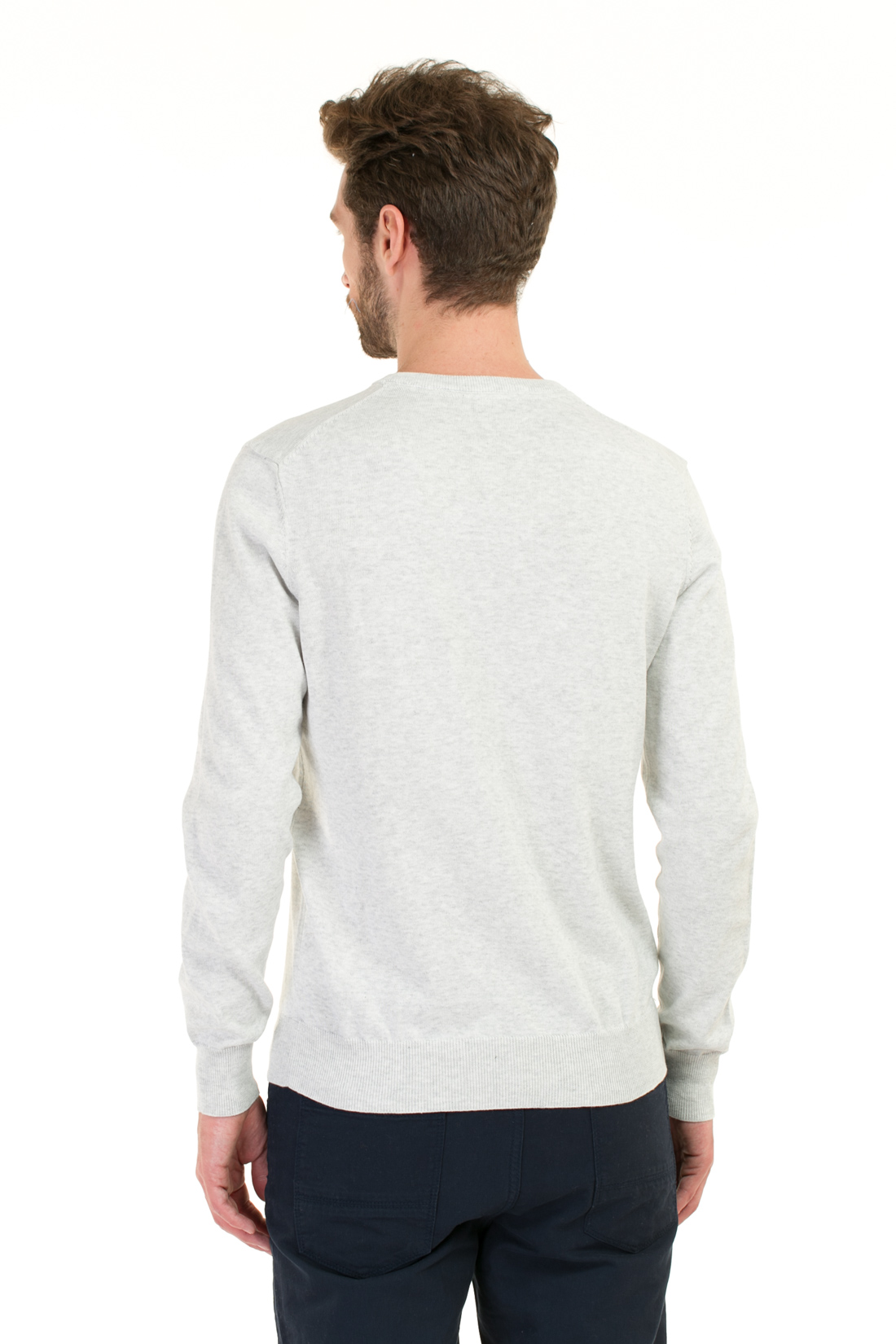 Базовый пуловер (арт. baon B637202), размер L, цвет light grey melange#серый Базовый пуловер (арт. baon B637202) - фото 2