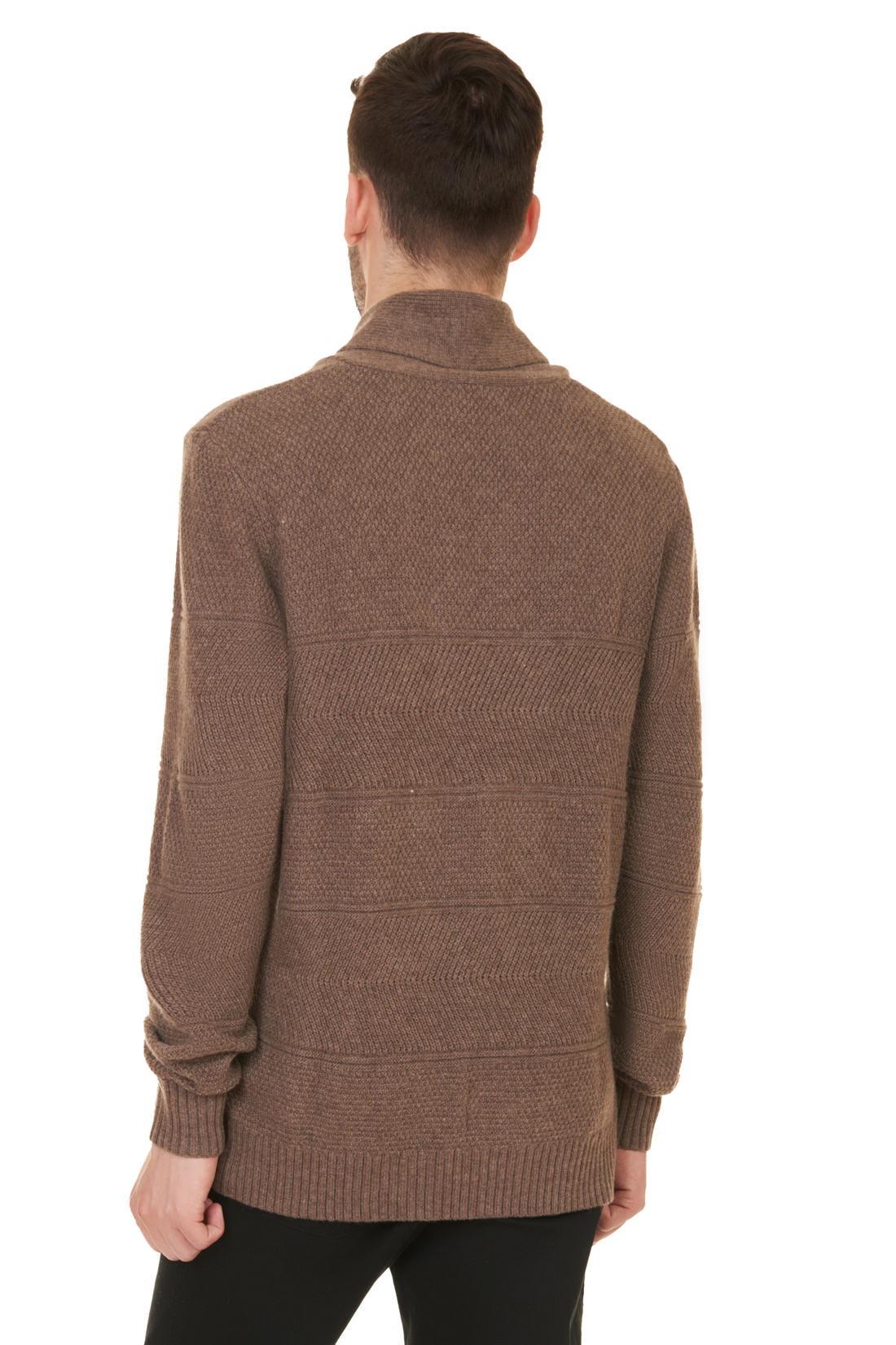 Джемпер с шалевым воротником (арт. baon B637502), размер L, цвет stone melange#коричневый Джемпер с шалевым воротником (арт. baon B637502) - фото 2