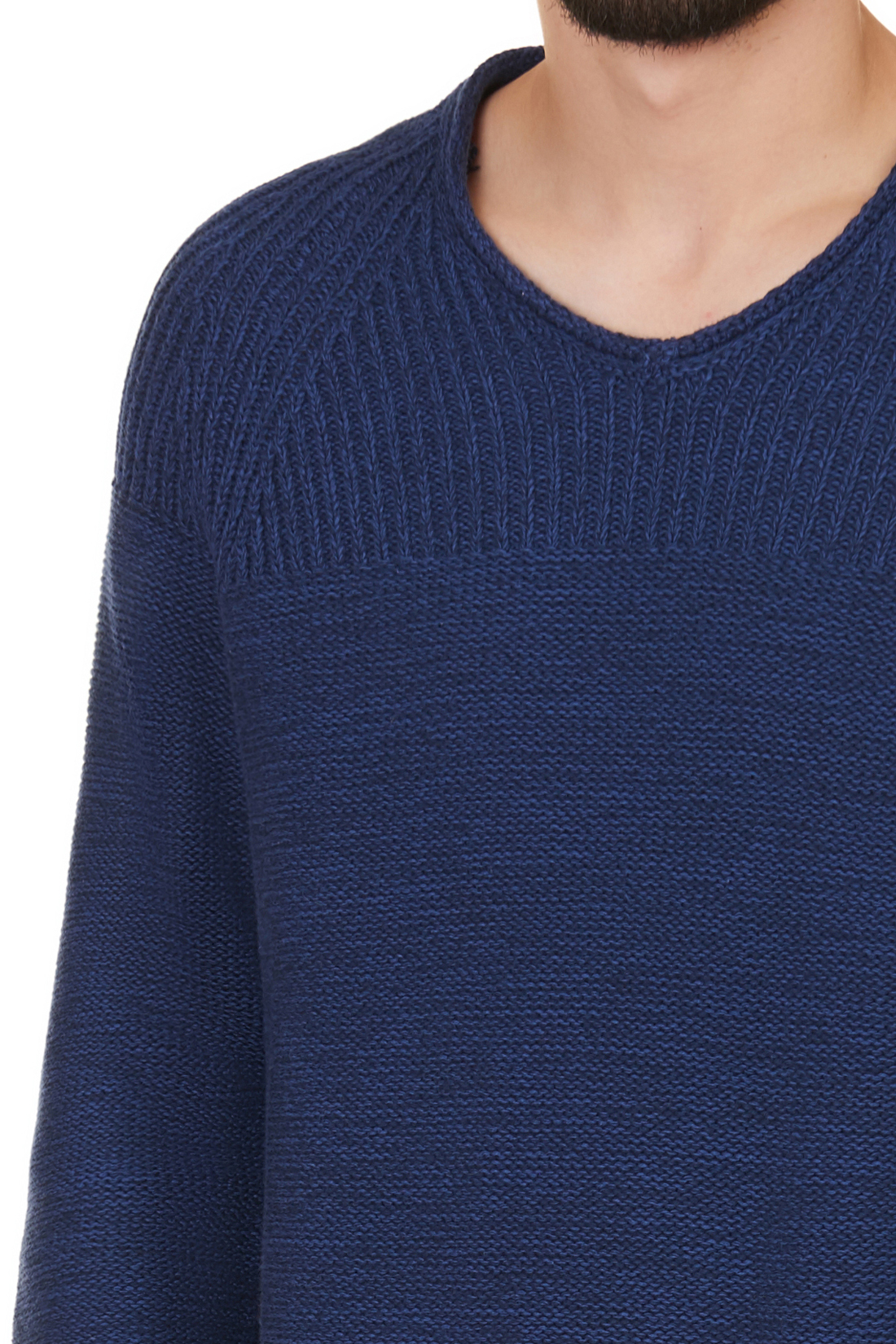 Пуловер из хлопка (арт. baon B637520), размер XXL, цвет deep navy melange#синий Пуловер из хлопка (арт. baon B637520) - фото 4