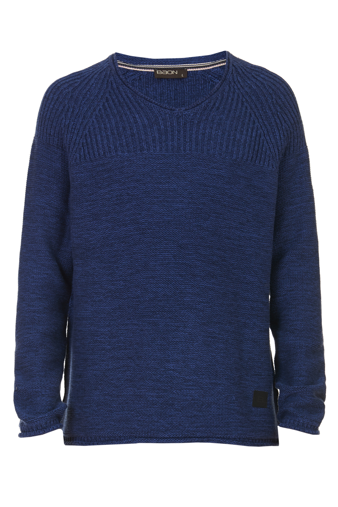 Пуловер из хлопка (арт. baon B637520), размер XXL, цвет deep navy melange#синий Пуловер из хлопка (арт. baon B637520) - фото 3