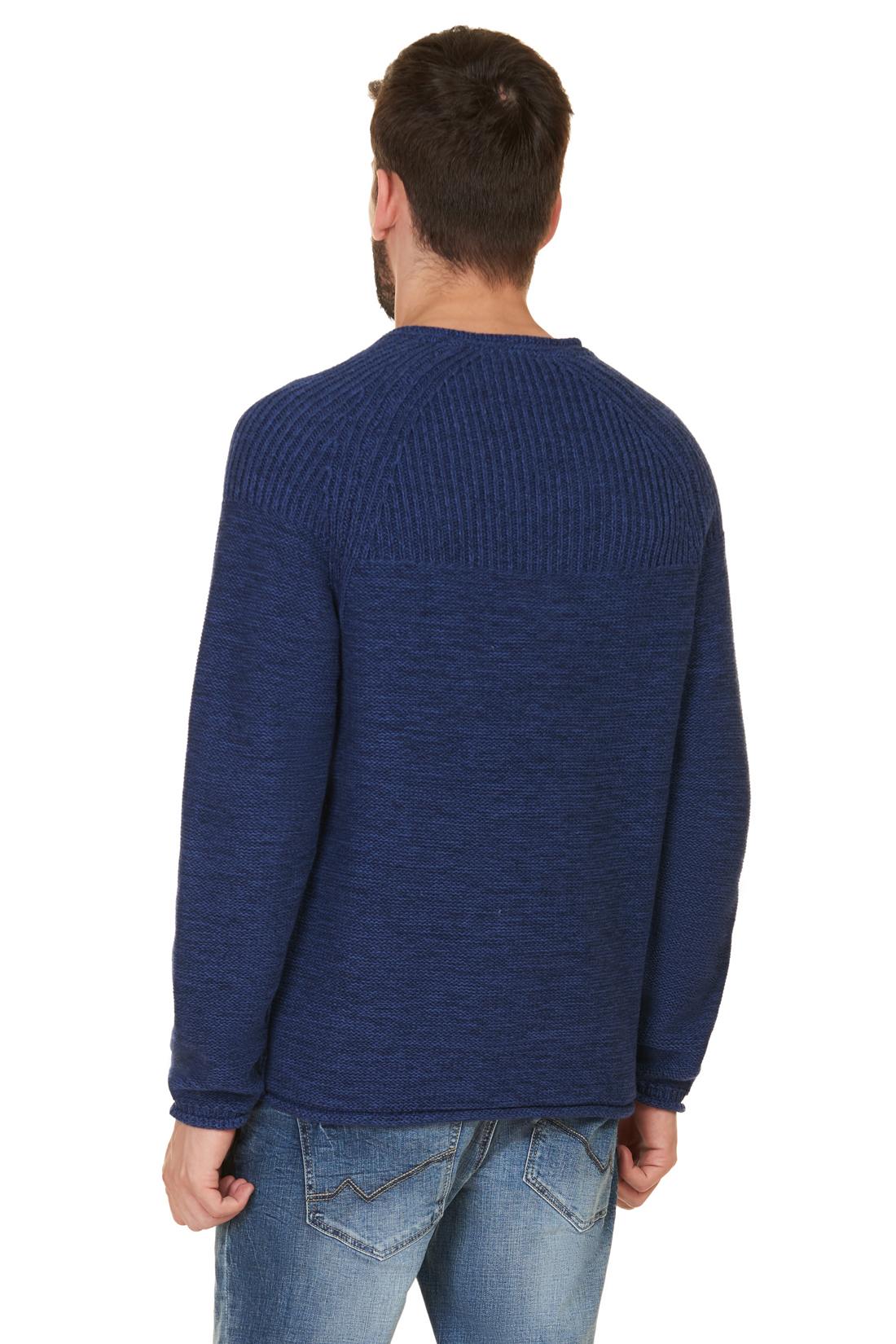 Пуловер из хлопка (арт. baon B637520), размер XXL, цвет deep navy melange#синий Пуловер из хлопка (арт. baon B637520) - фото 2