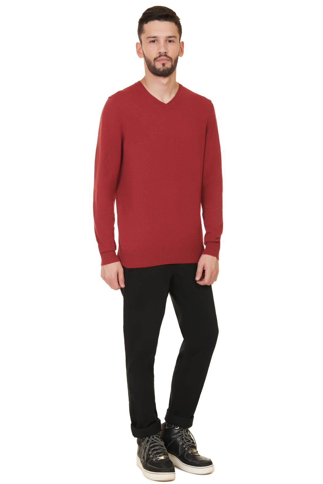 Базовый пуловер (арт. baon B637703), размер XXL, цвет red melange#красный Базовый пуловер (арт. baon B637703) - фото 5